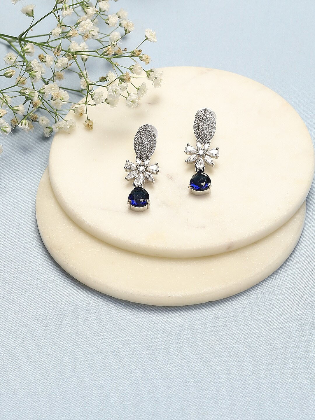 

Biba Silver Plated Stone Studded Drop Earrings