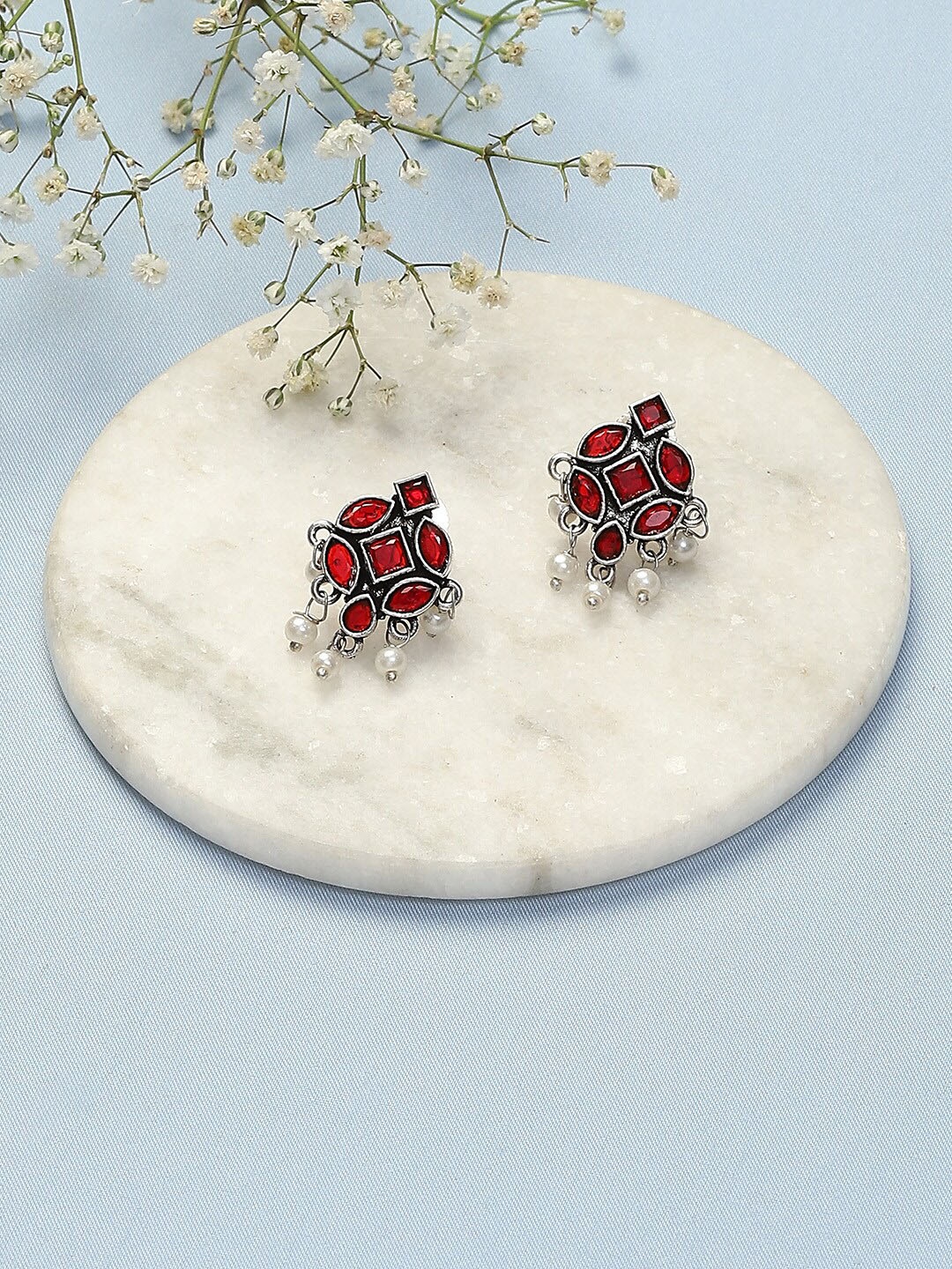 

Biba Silver-Plated Contemporary Studs Earrings