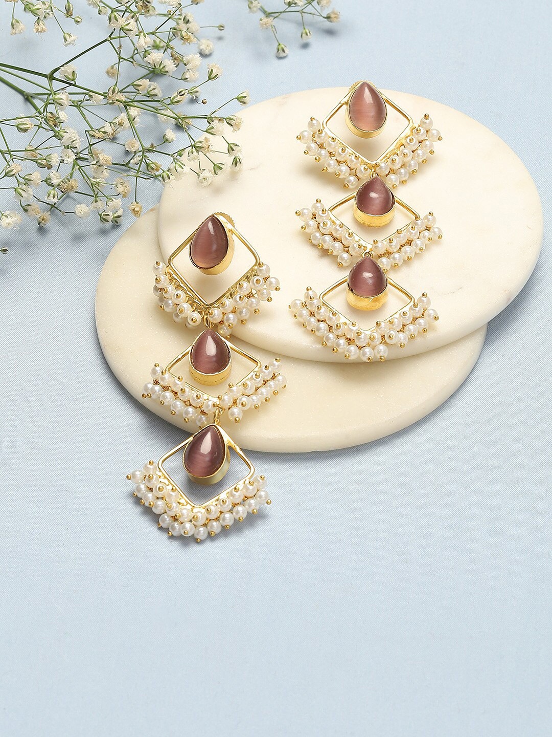 

Biba Gold-Plated Contemporary Drop Earrings, Purple