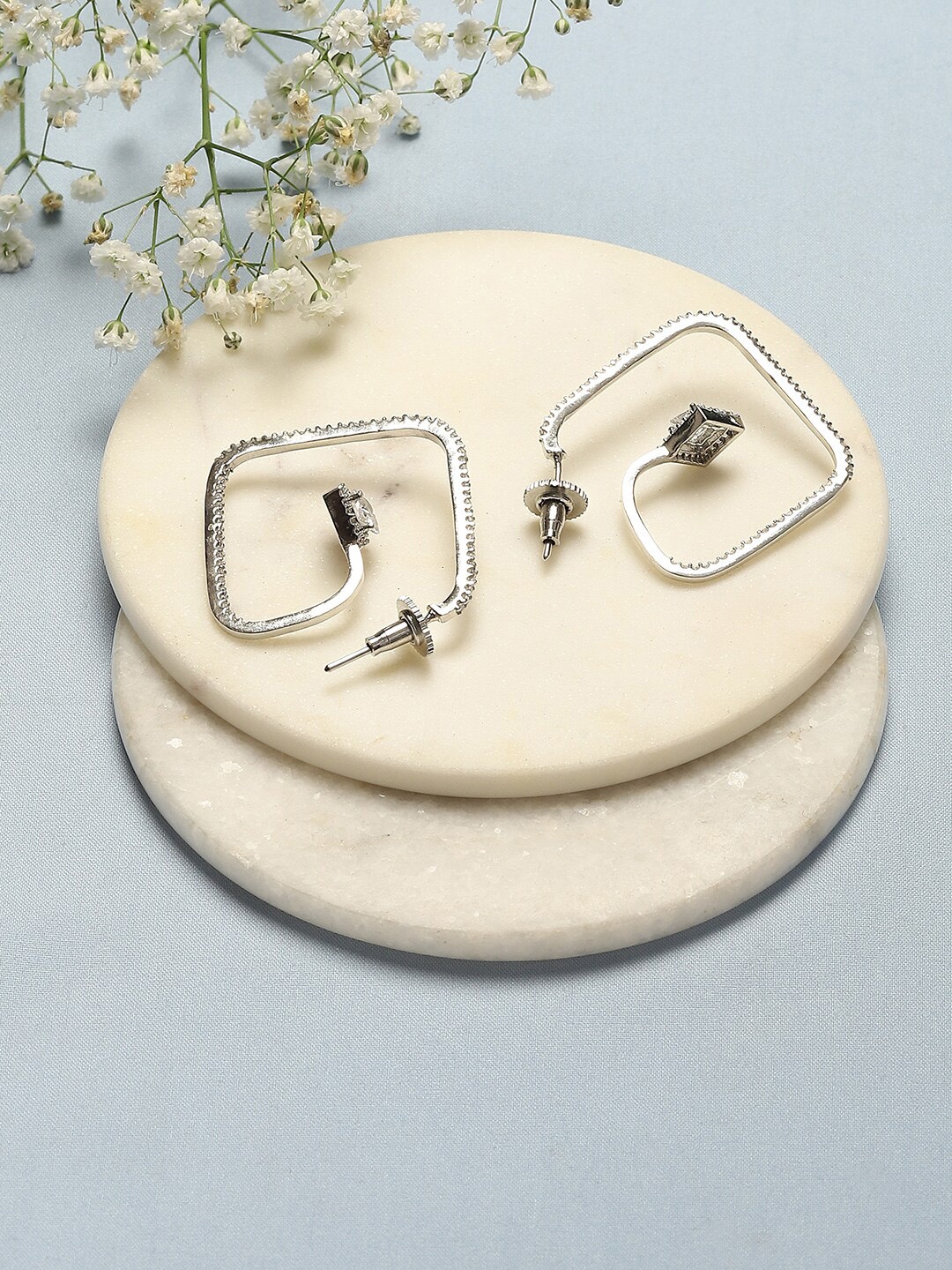 

Biba Silver-Plated Contemporary Stud Earrings, White