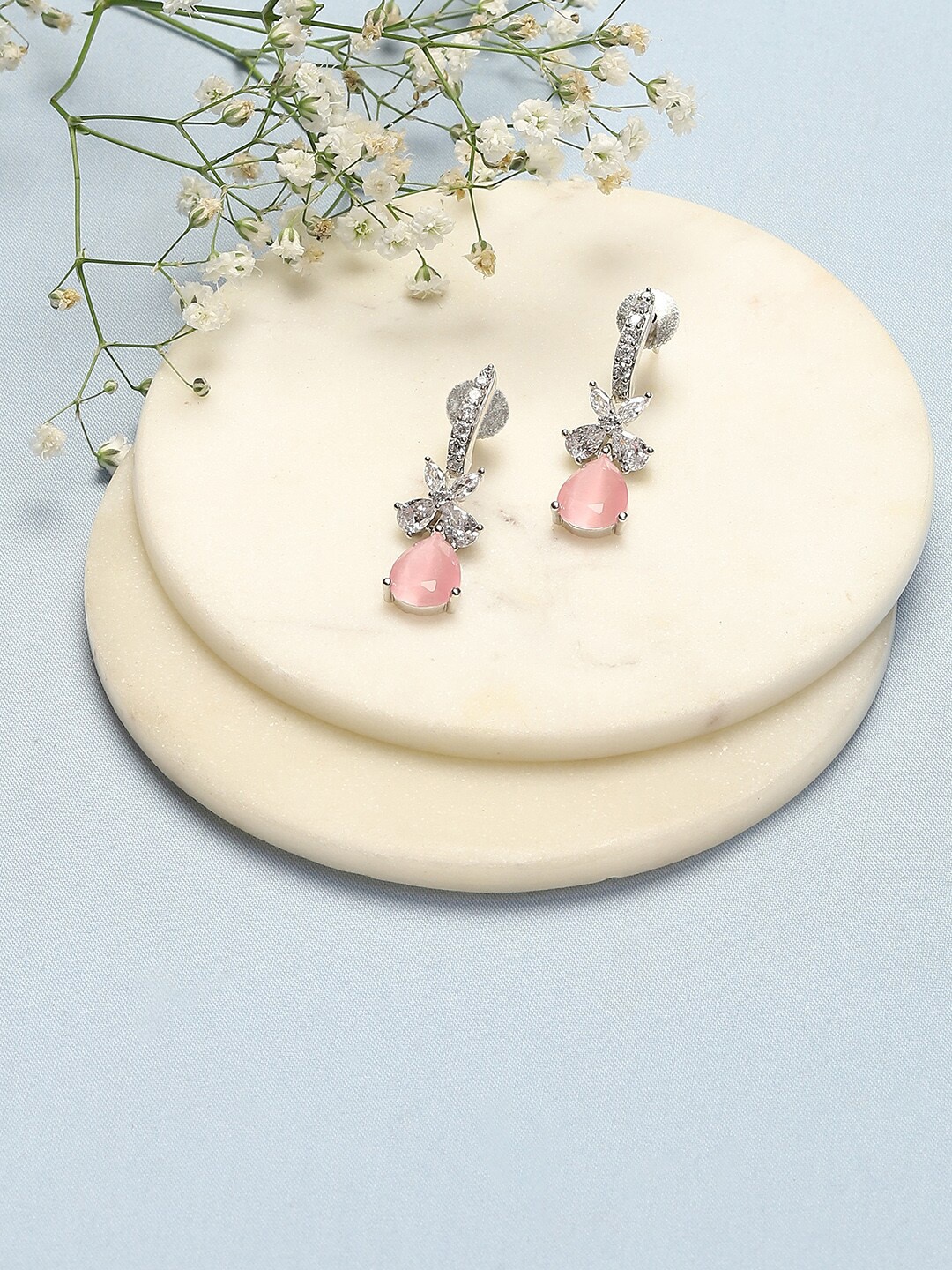 

Biba Silver-Plated Contemporary Drop Earrings, Pink