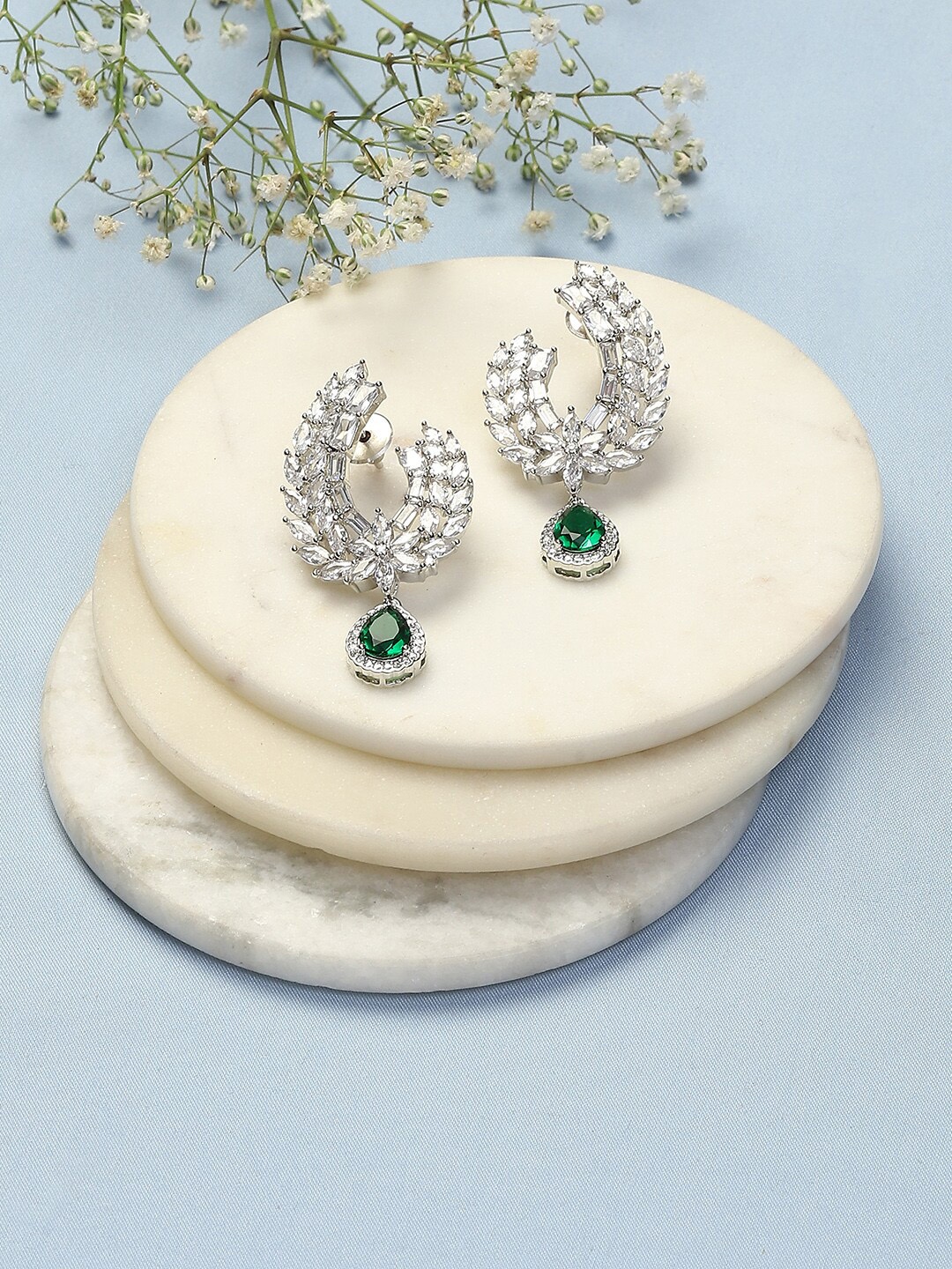 

Biba Silver-Plated Contemporary Drop Earrings, Green