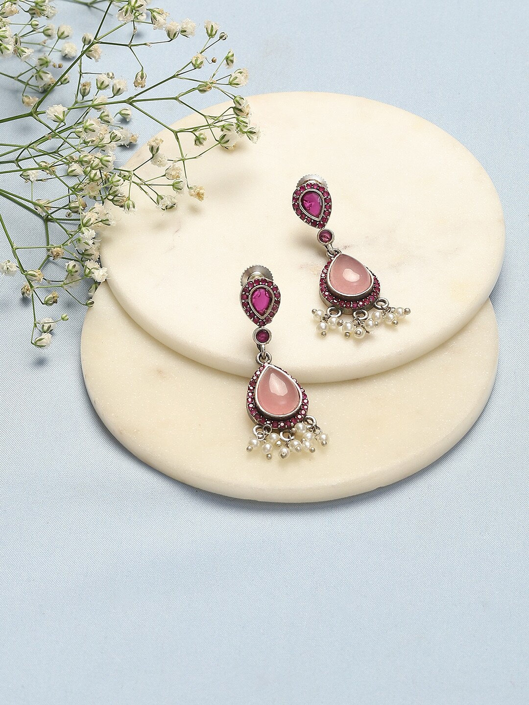 

Biba Gold-Plated Contemporary Drop Earrings, Pink