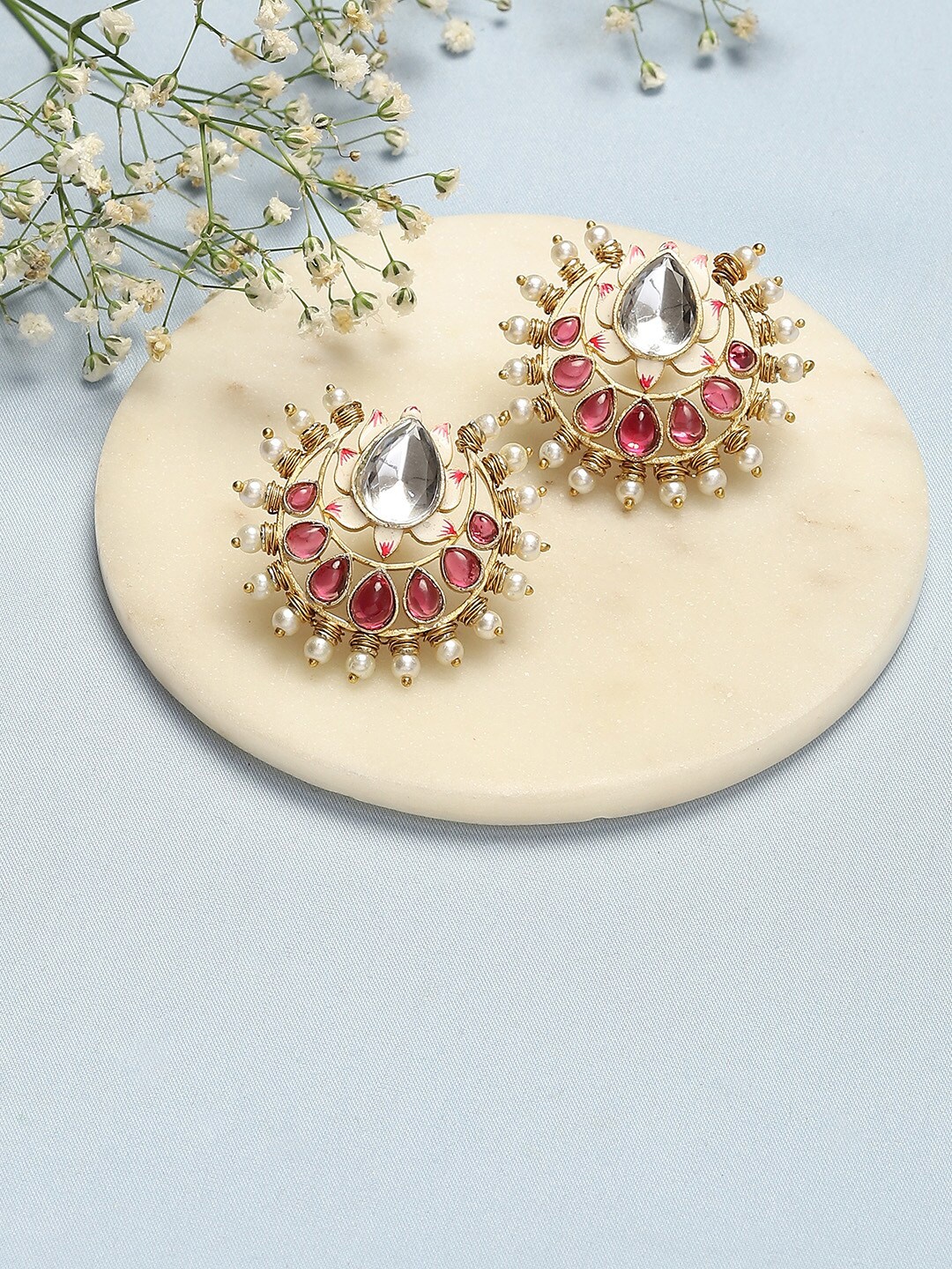 

Biba Contemporary Silver-Plated Studs Earrings, Pink