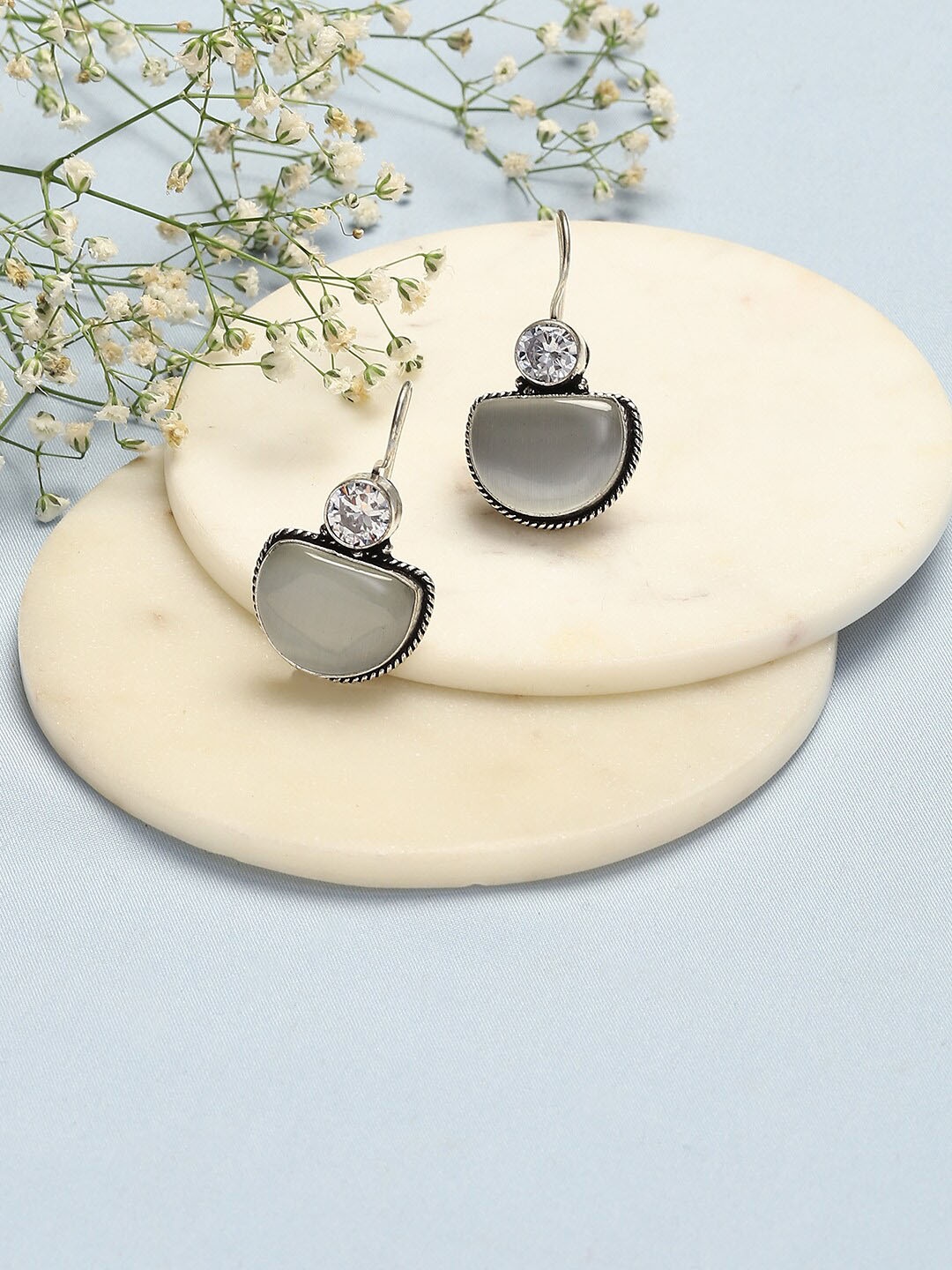 

Biba Contemporary Silver-Plated Drop Earrings, White