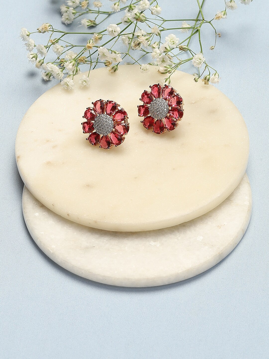 

Biba Contemporary Silver-Plated Studs Earrings, Pink