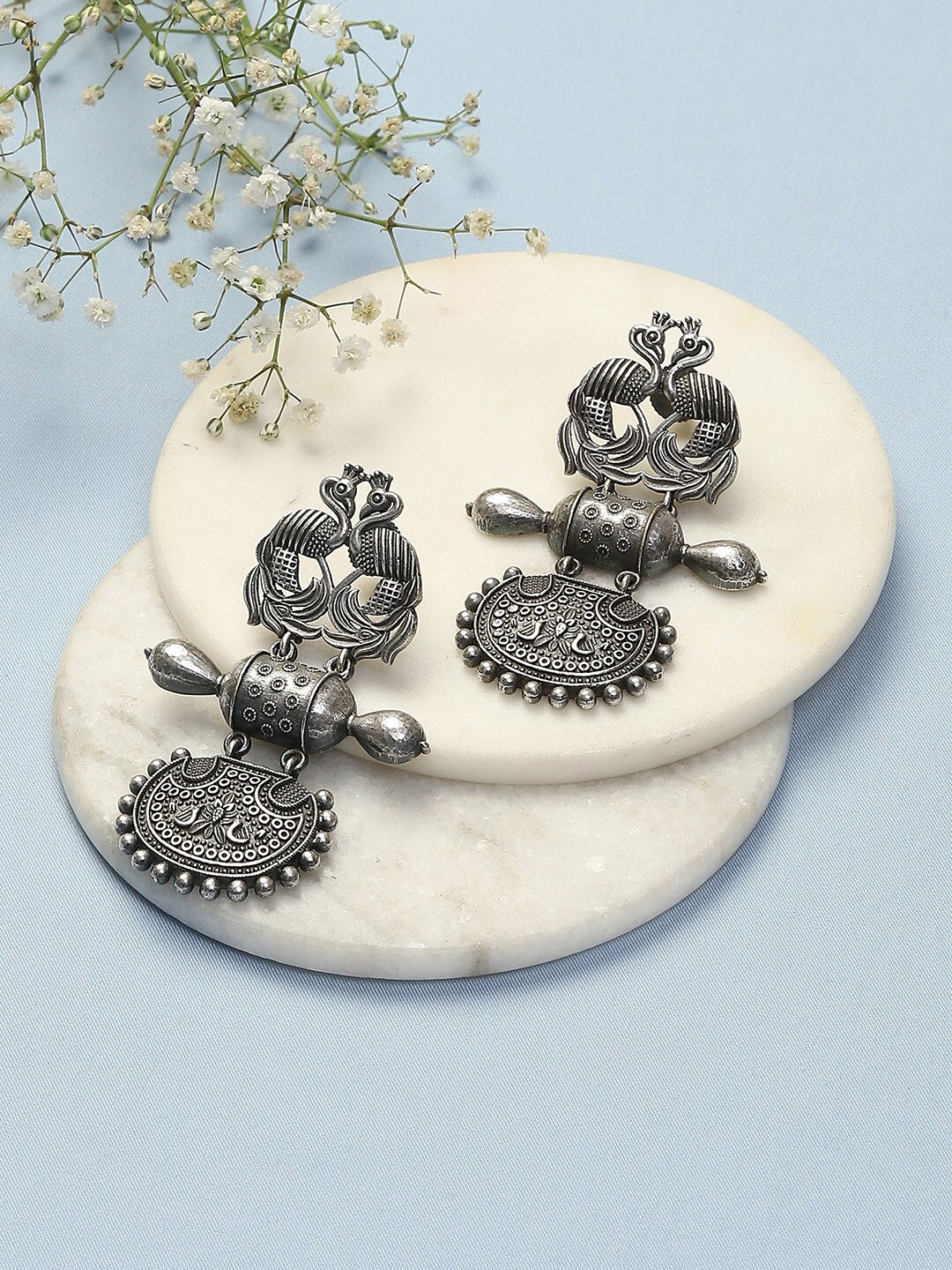 

Biba Contemporary Silver-Plated Jhumkas Earrings, Grey
