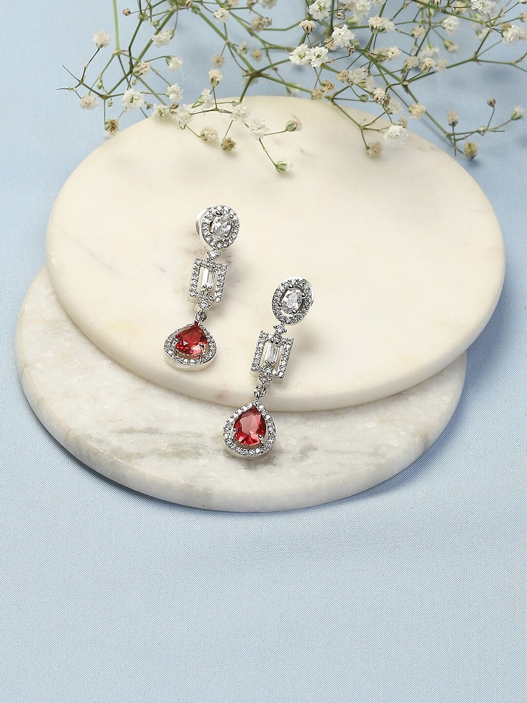 

Biba Silver Plated Contemporary Stone Studded Drop Earrings