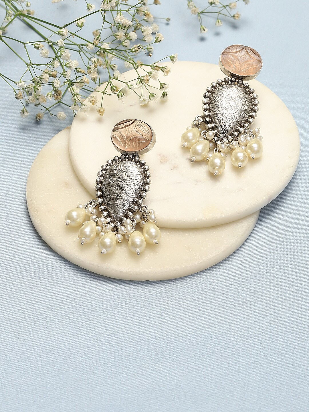 

Biba Silver Plated Contemporary Beaded Drop Earrings