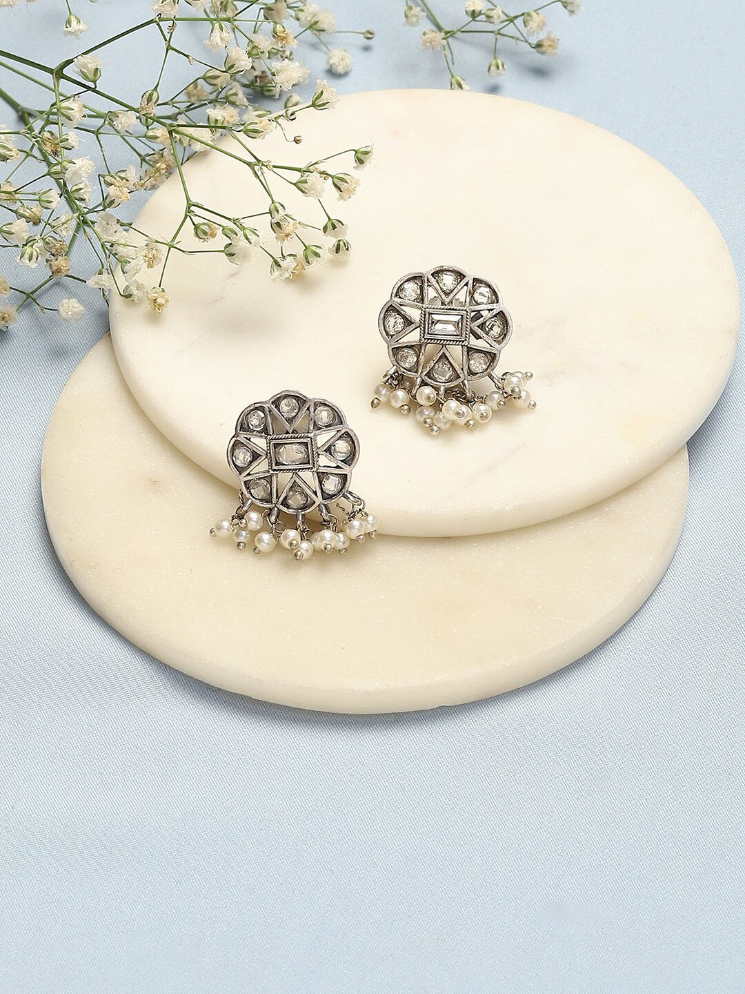 

Biba Silver-Plated Contemporary Oxidised Studs Earrings