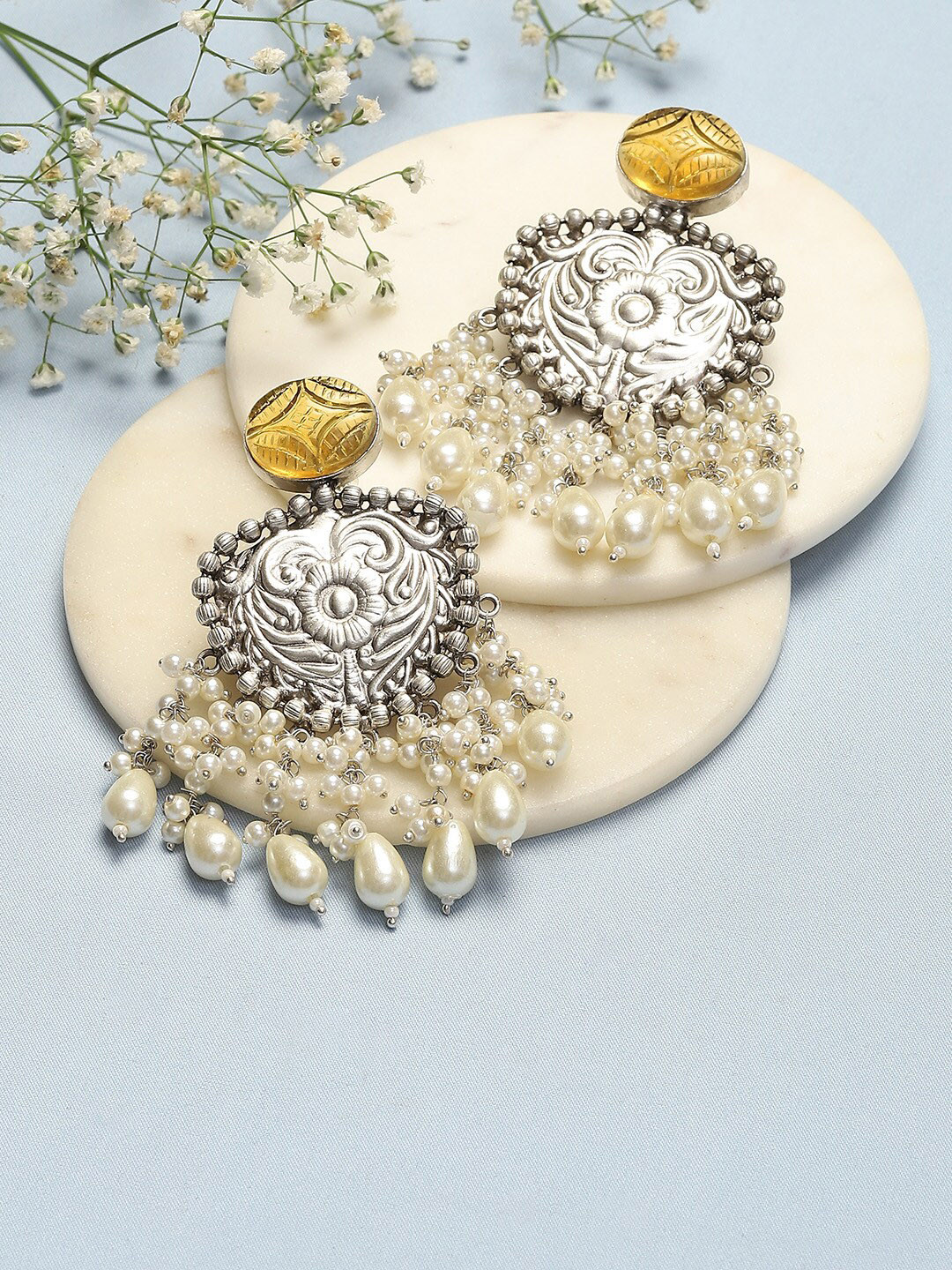 

Biba Silver-Plated Contemporary Oxidised Drop Earrings