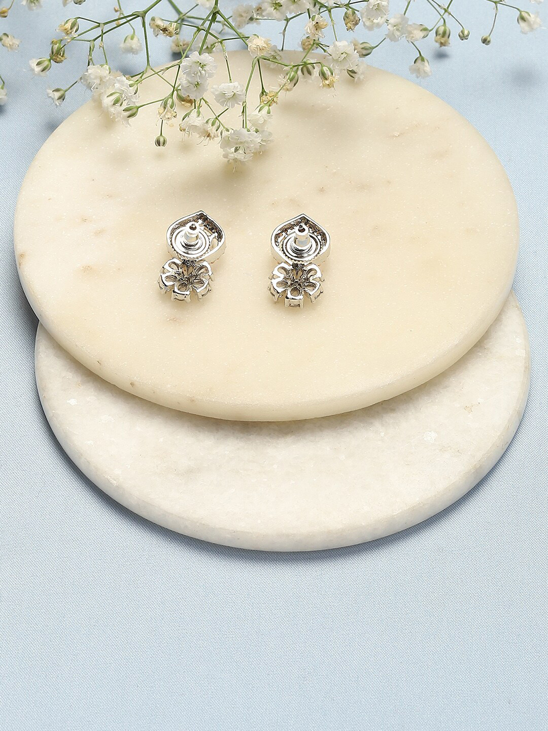 

Biba Silver-Plated Stone Studded Studs Earrings, Pink