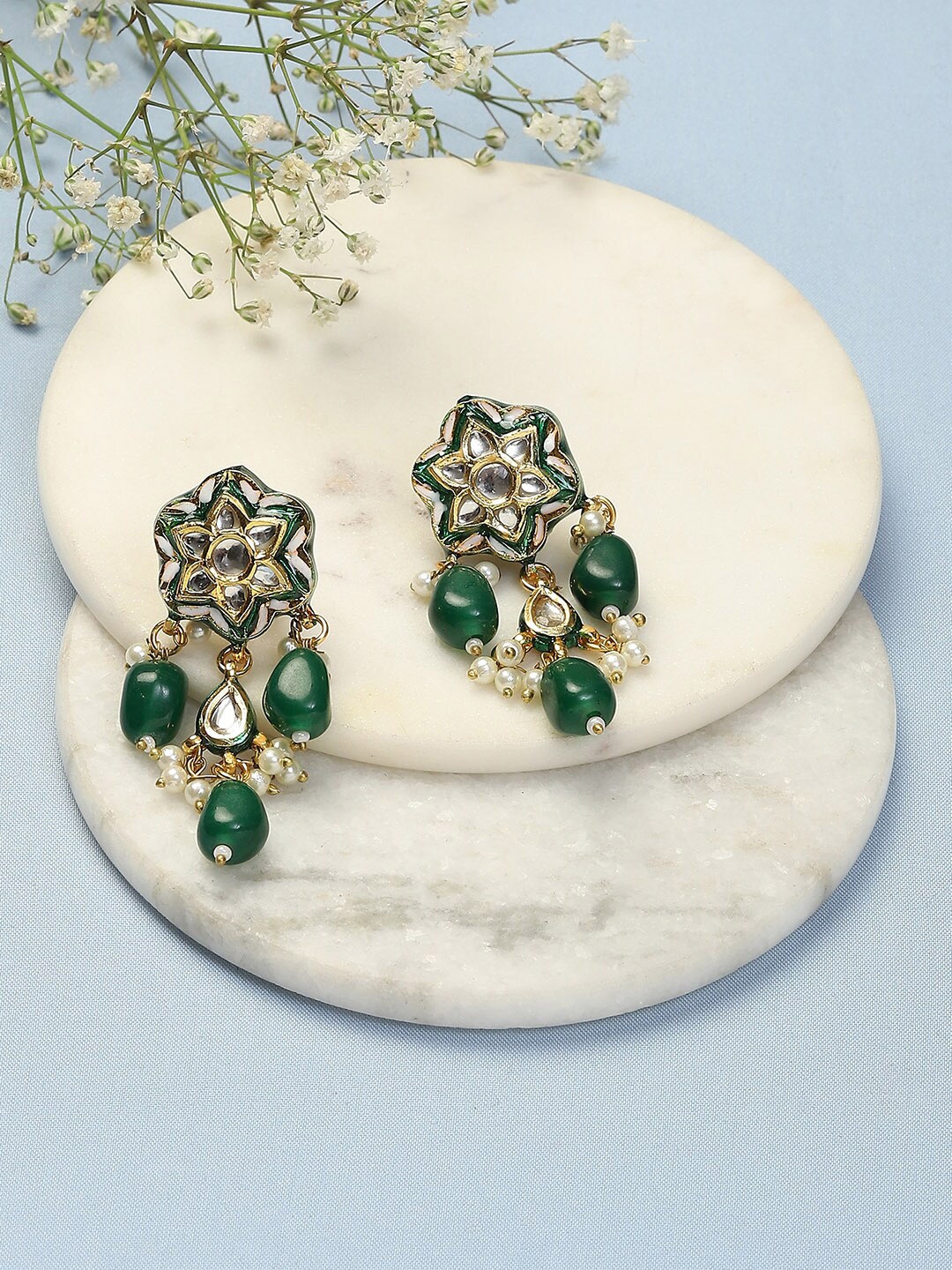 

Biba Silver-Plated Contemporary Drop Earrings, Green