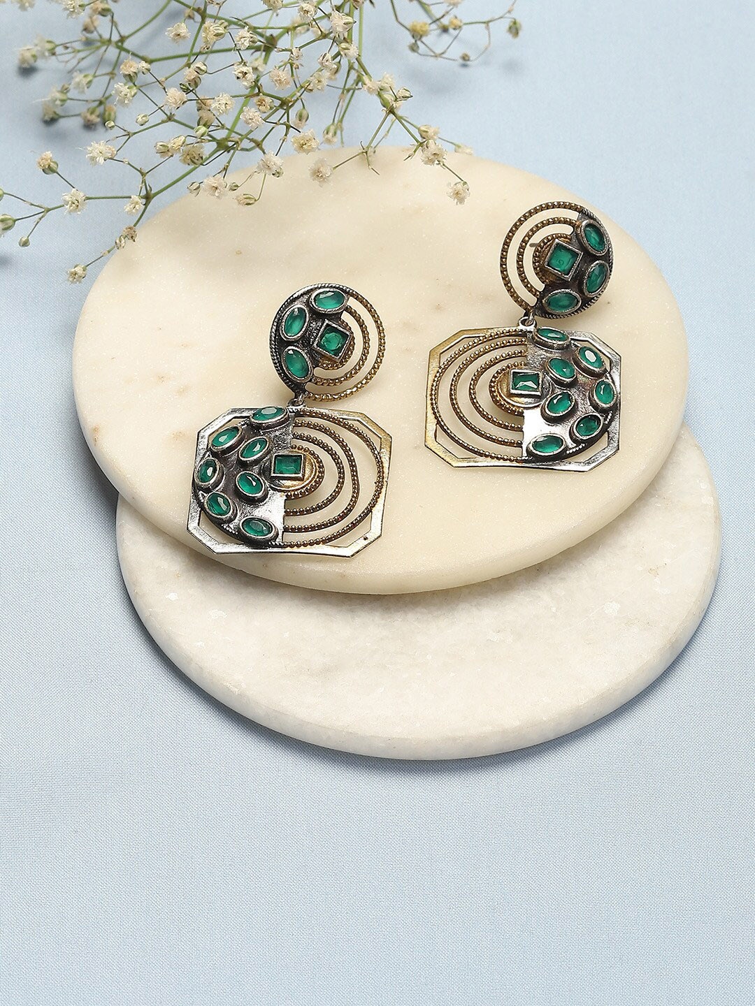 

Biba Silver-Plated Oxidised Contemporary Studs Earrings, Grey