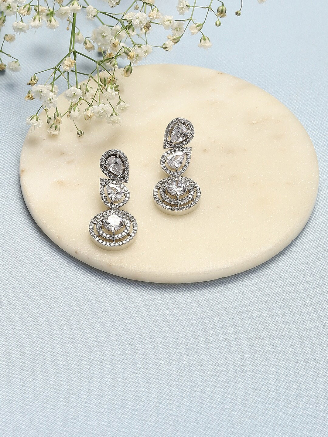 

Biba Silver-Plated Contemporary Studs Earrings, White