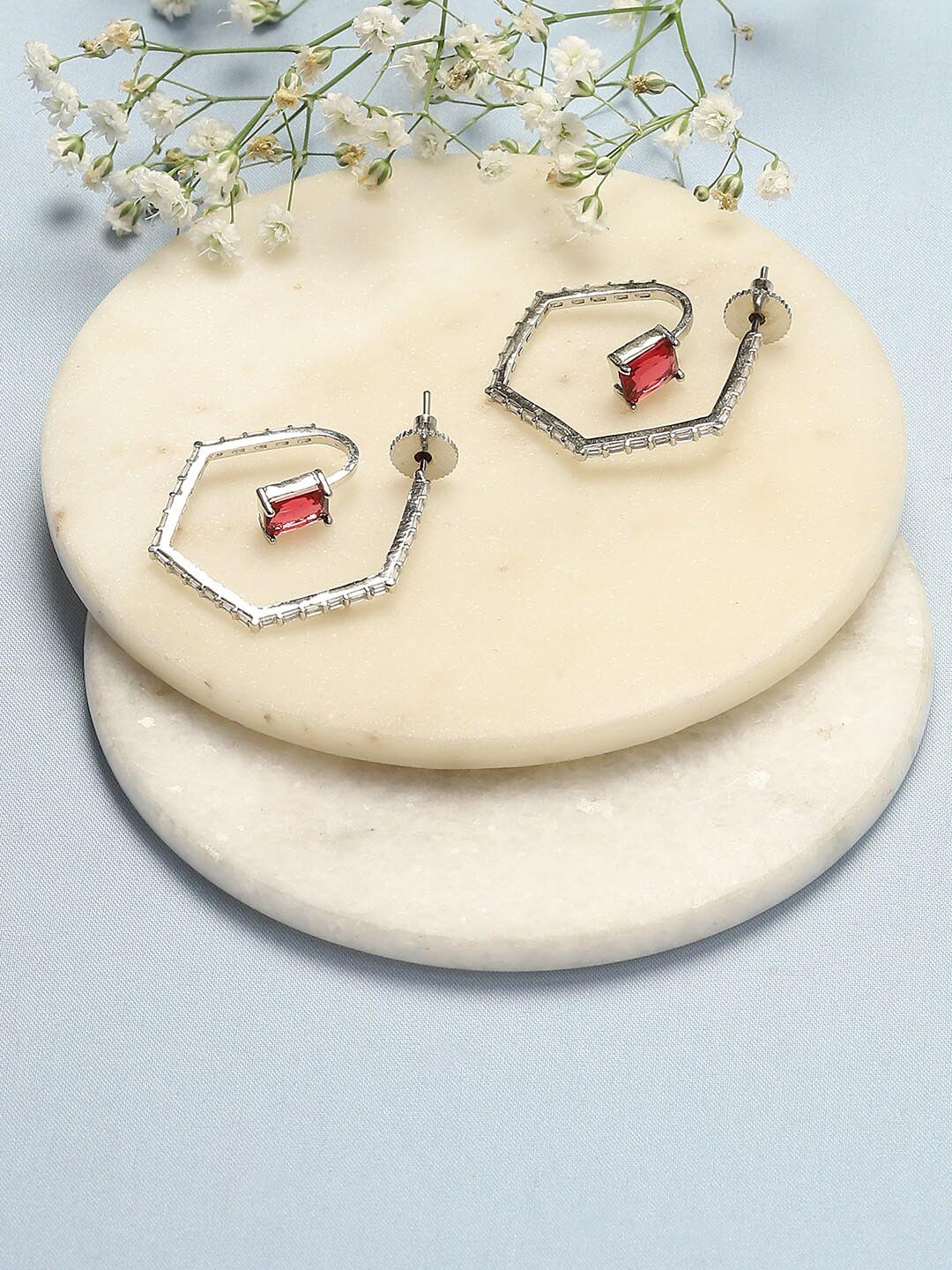 

Biba Silver-Plated Contemporary Drop Earrings, Pink