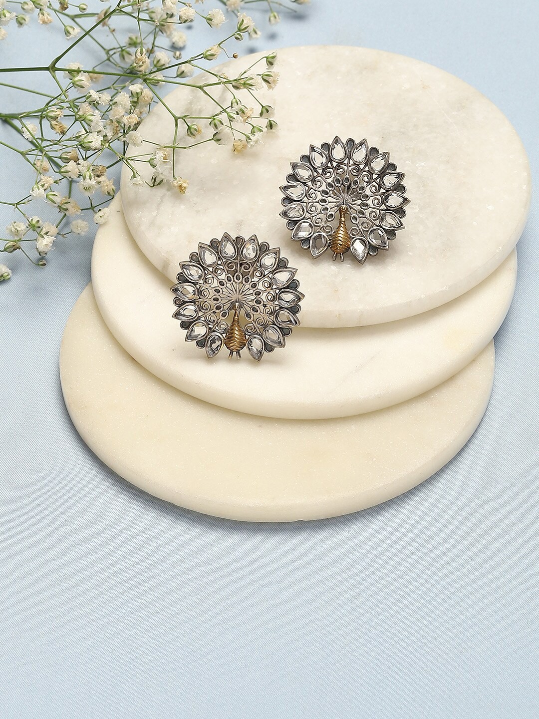 

Biba Silver-Plated Contemporary Studs Earrings, Grey