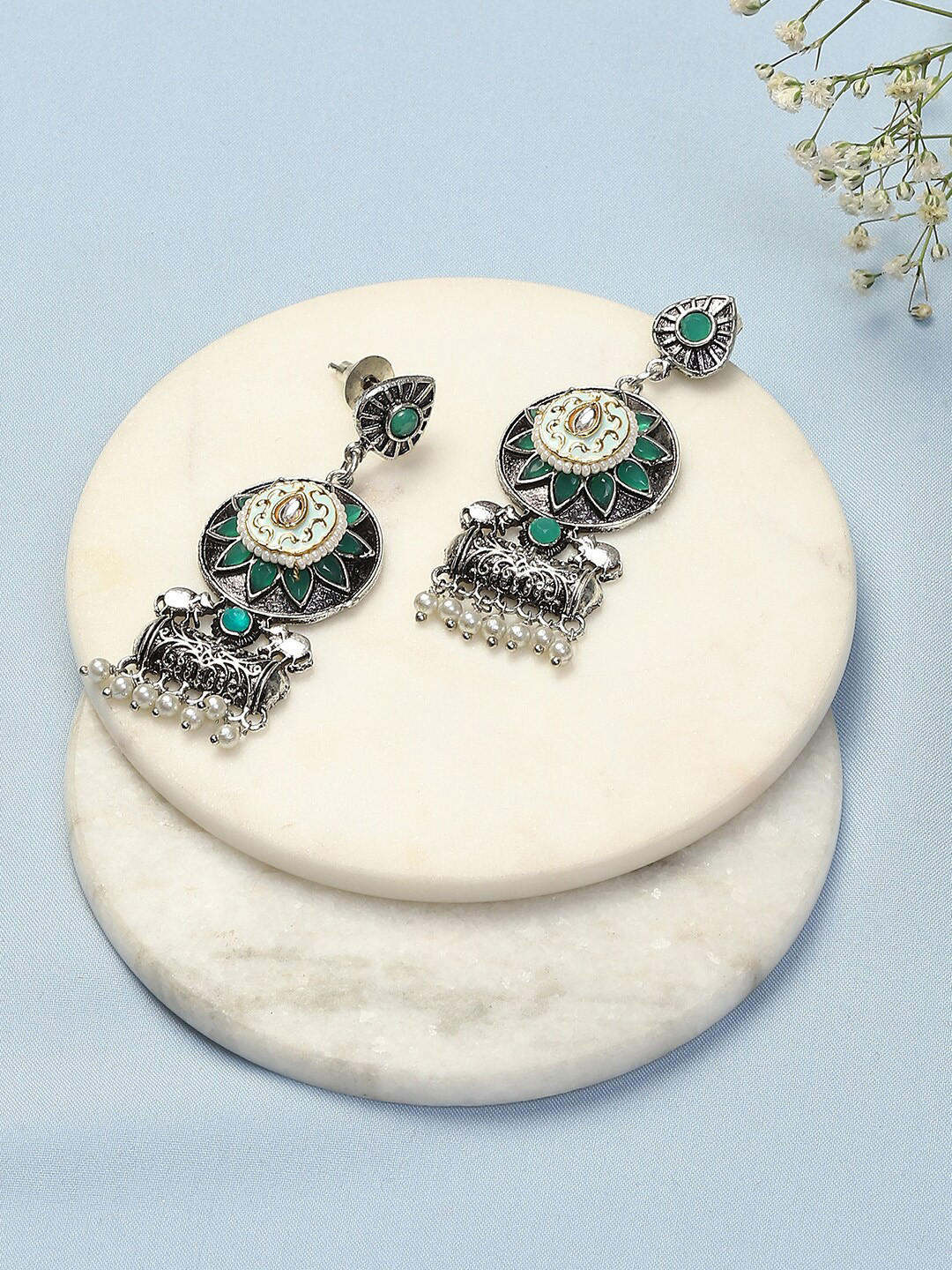 

Biba Silver-Plated Oxidized Contemporary Drop Earrings