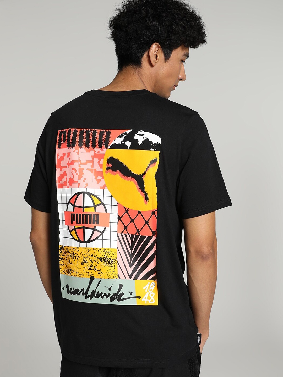 

Puma x Wordwide Men Printed Cotton T-Shirt, Black