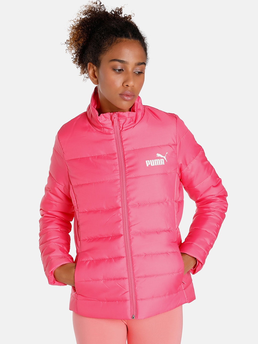 

Puma Mock Collar Slim-Fit Padded Jacket, Pink