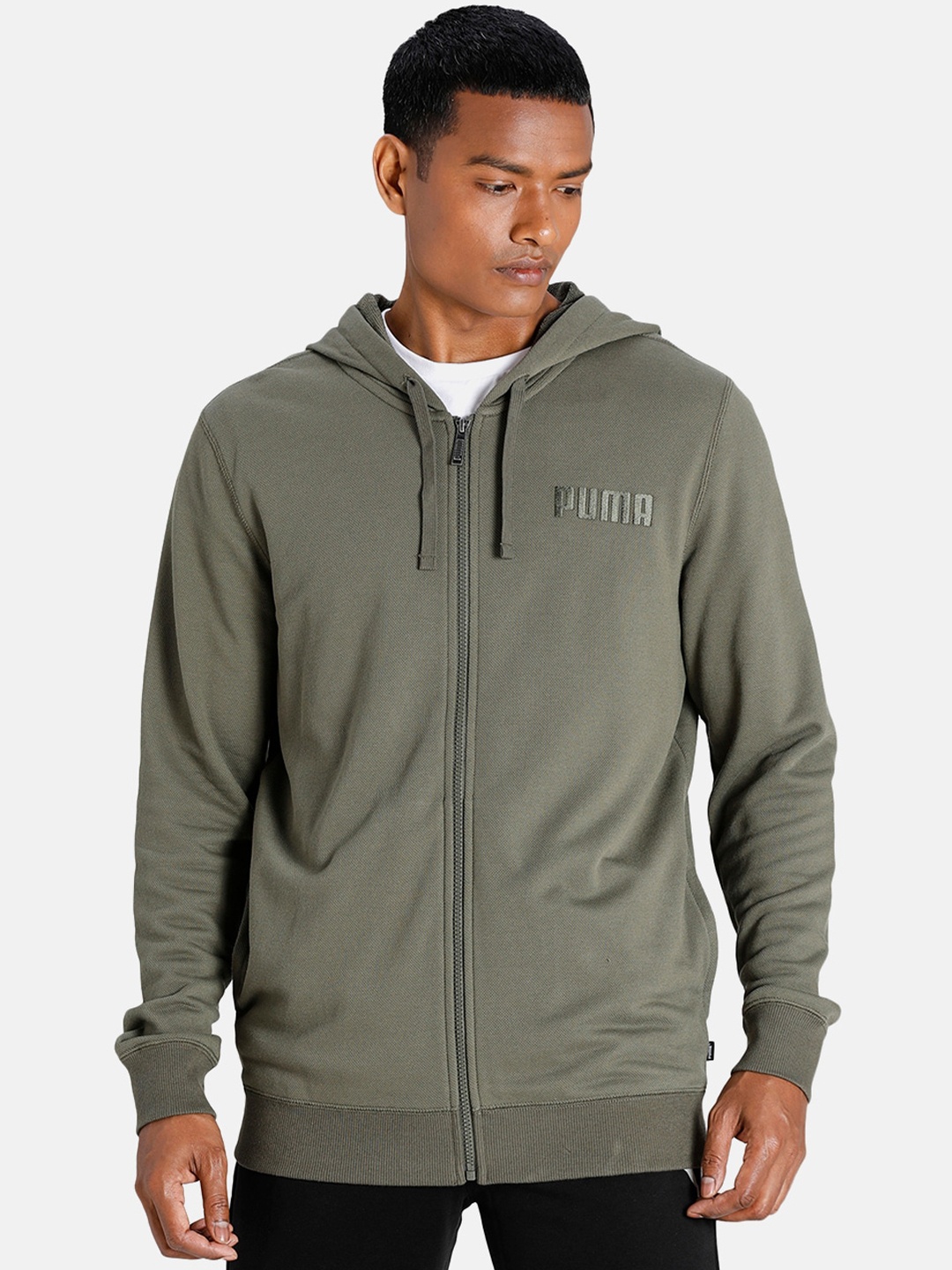 

Puma Modern Basics Regular Fit Full Zip Cotton Hooded Sporty Jacket, Green