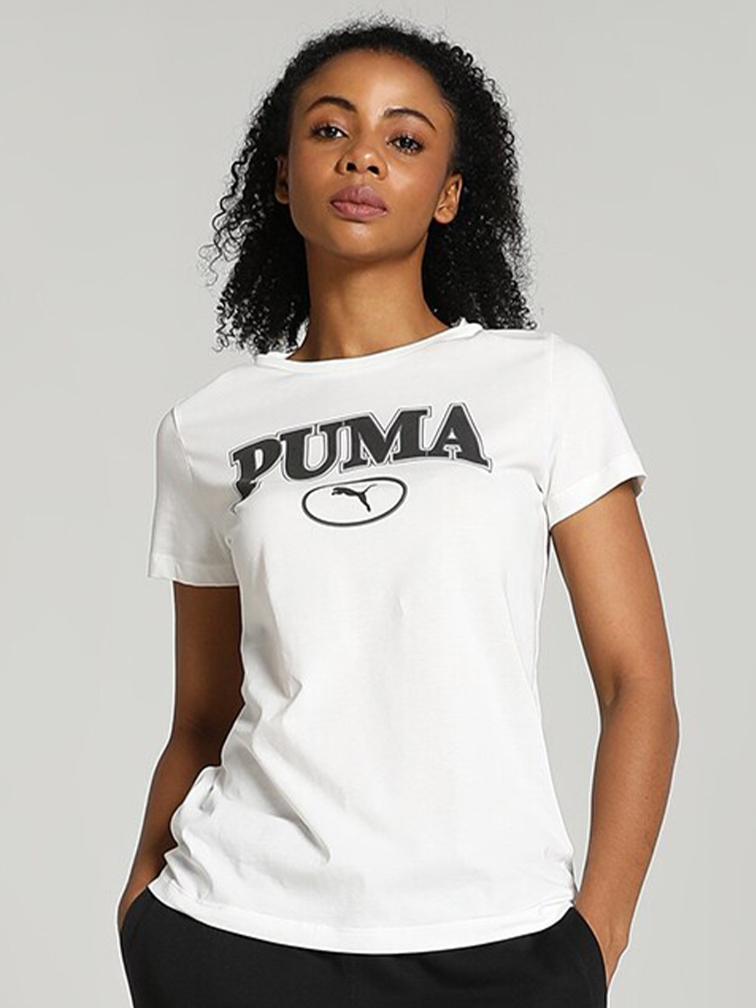 

Puma PUMA SQUAD Graphic Printed Cotton T-shirt, Off white