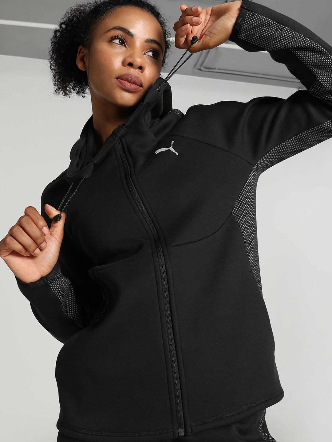 

Puma Evostripe Full-Zip Hooded Sporty Jacket, Black