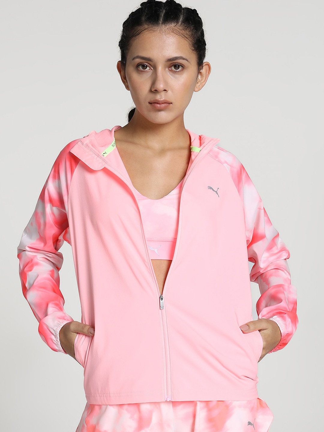 

Puma Favourite Velocity Printed Woven Running Sporty Jacket, Pink
