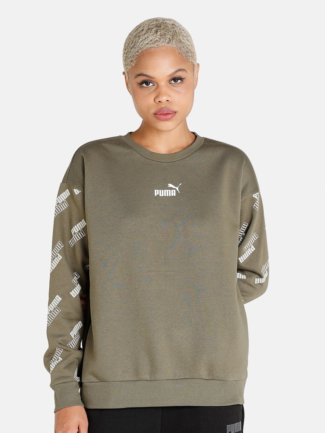 

Puma POWER Crew Relaxed Fit Sweatshirt, Olive