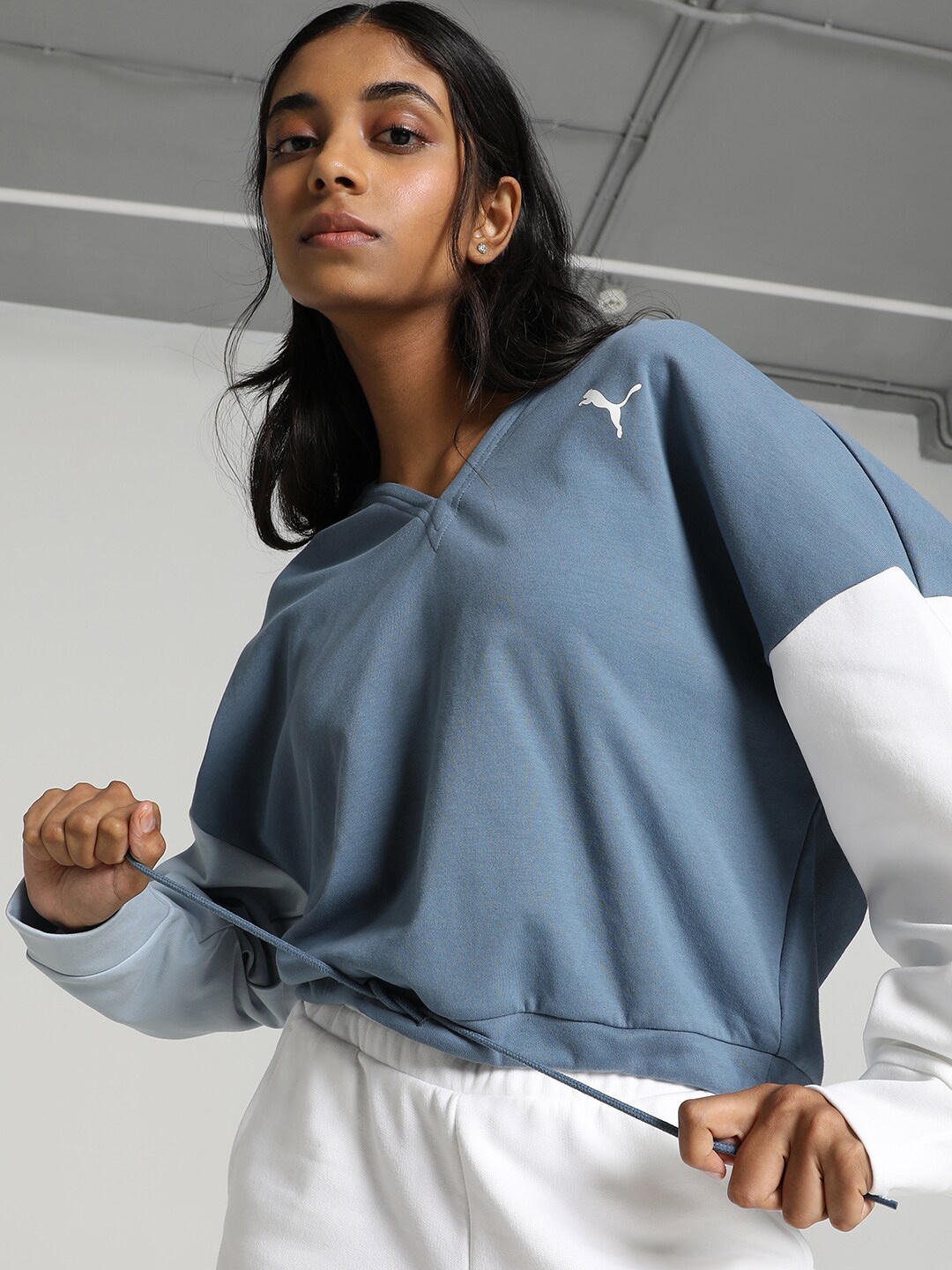 

Puma Modern Sports Brand-Logo Detail Cotton Hoodie, Blue