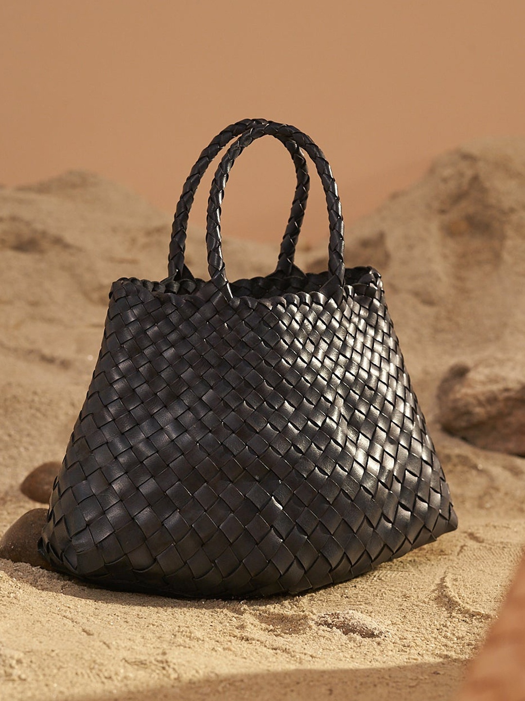 

Mistry Textured Leather Shopper Handheld Bag, Charcoal