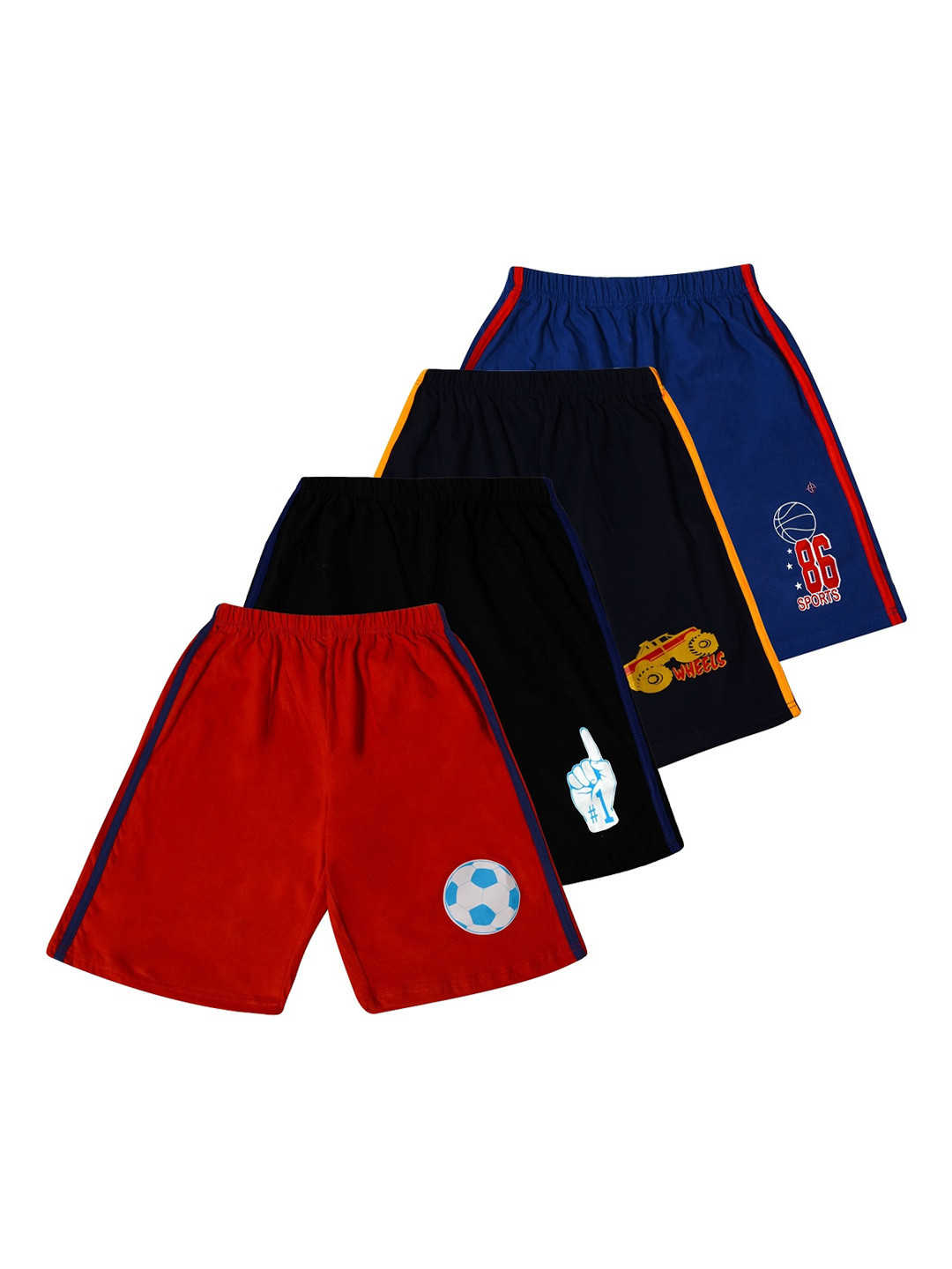 

BAESD Boys Pack Of 4 Graphic Printed Pure Cotton Shorts, Red