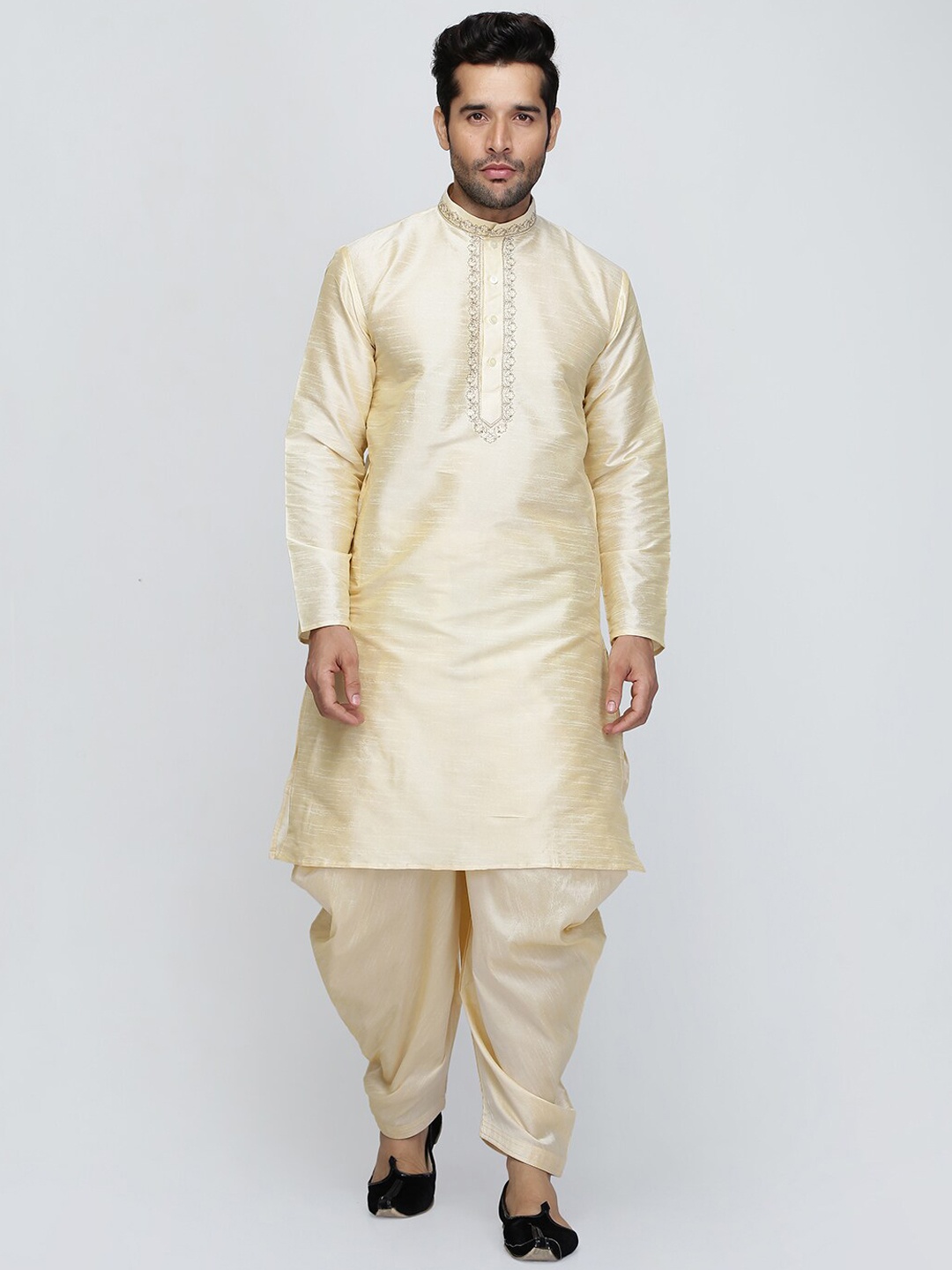 

ROYAL KURTA Mandarin Collar Regular Kurta With Salwar, Gold