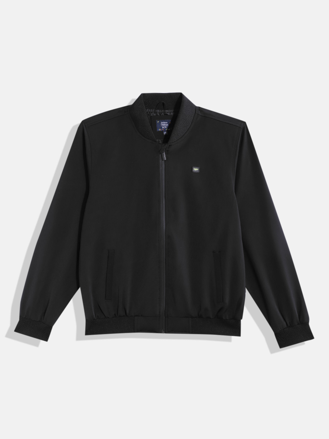 

Indian Terrain Boys Stand Collar Bomber Jacket, Black
