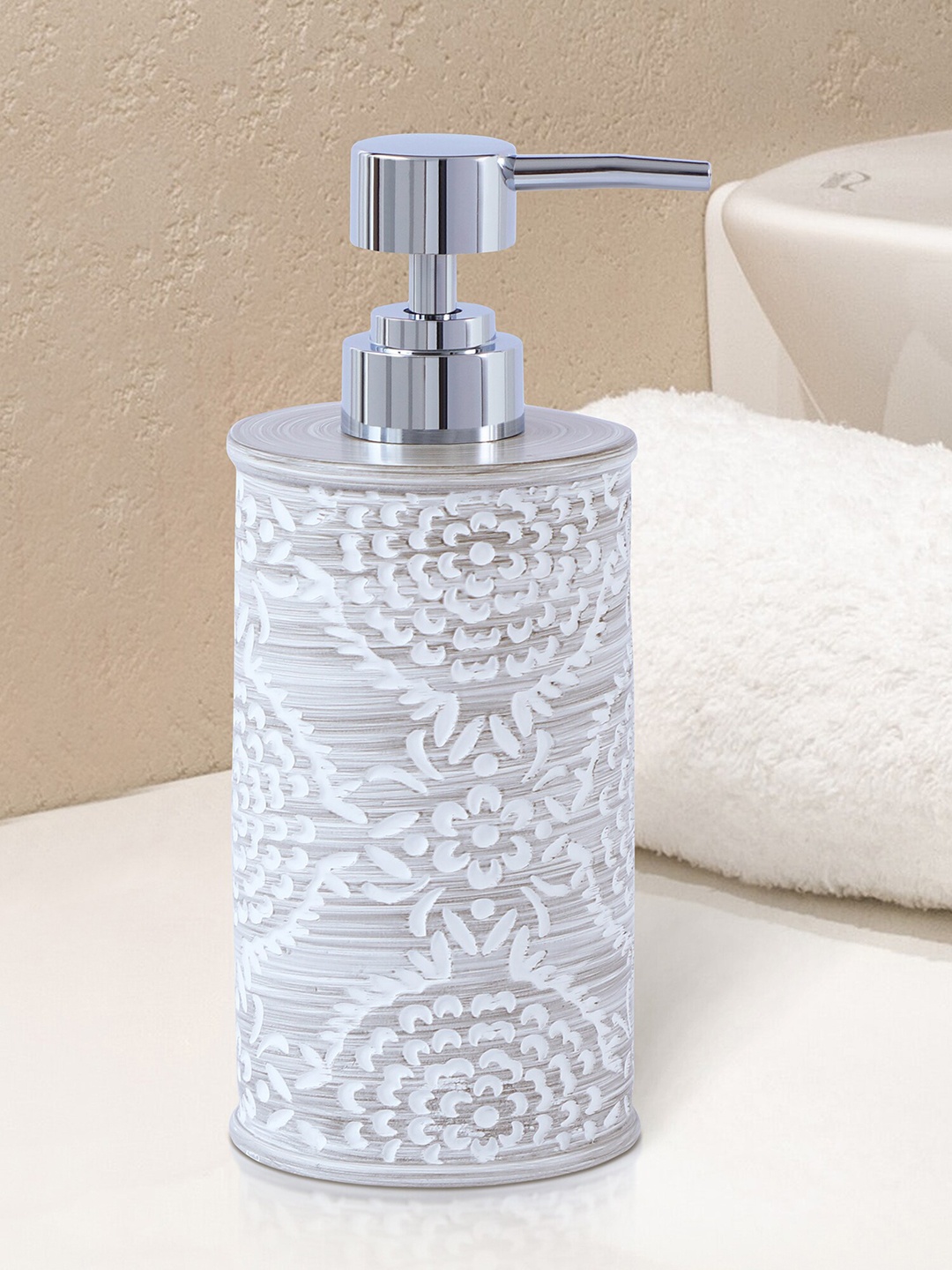

OBSESSIONS Grey Textured Polyresin Soap & Lotion Dispenser