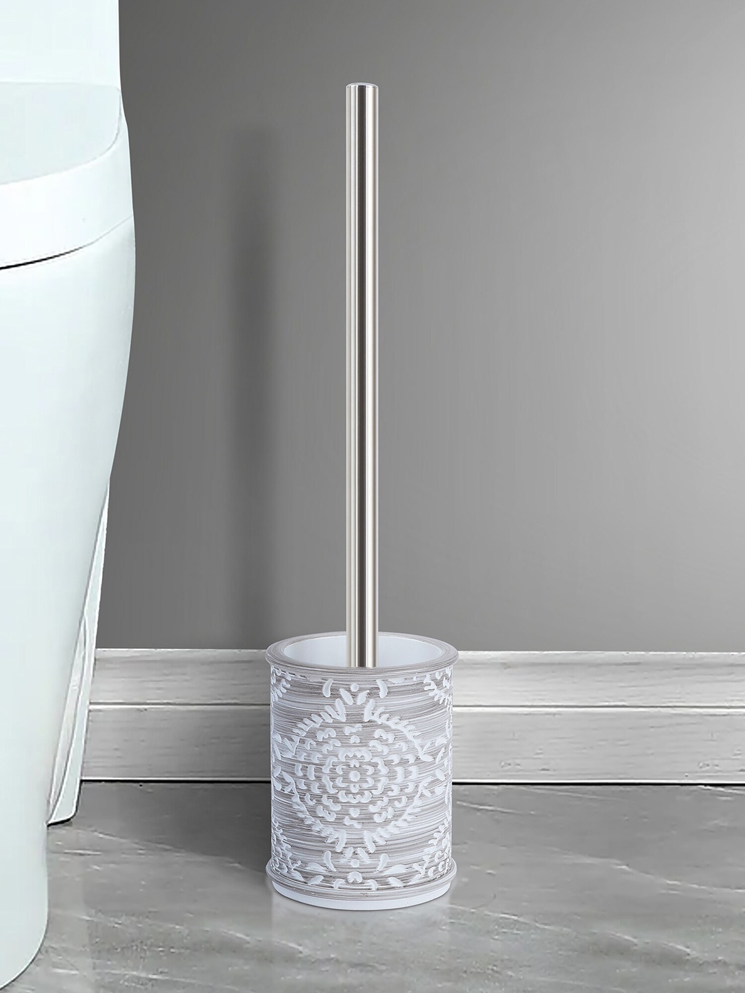 

OBSESSIONS Grey Textured Toilet Brush Holder