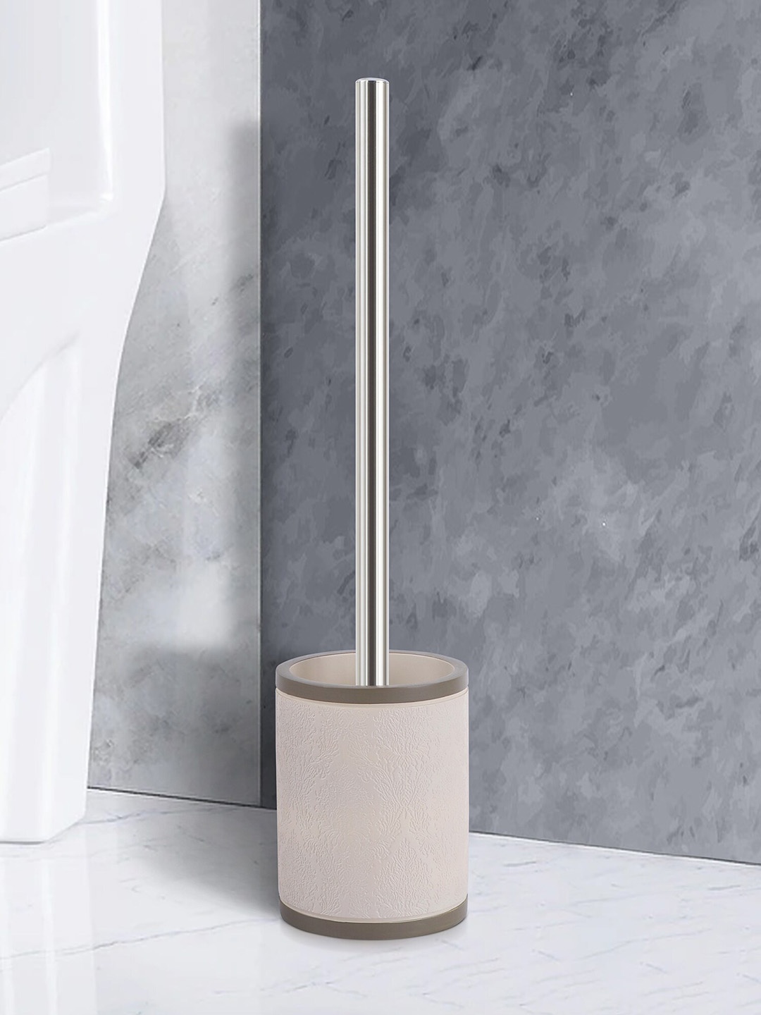 

OBSESSIONS Beige Textured Toilet Brush Holder