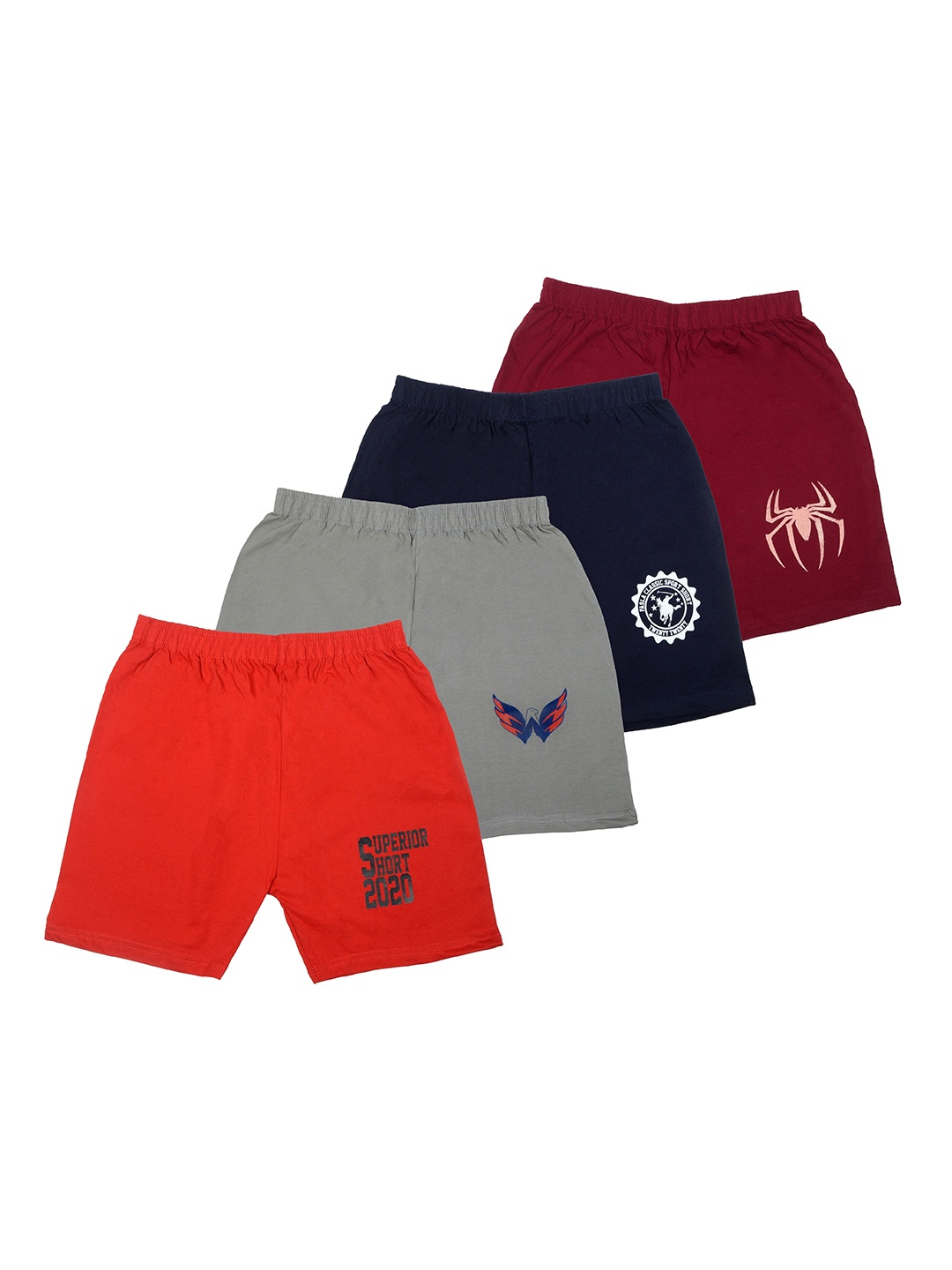 

BAESD Boys Pack Of 4 Graphic Printed Pure Cotton Shorts, Red