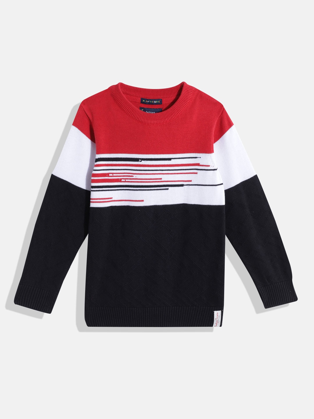 

Indian Terrain Boys Colourblocked Pullover, Red