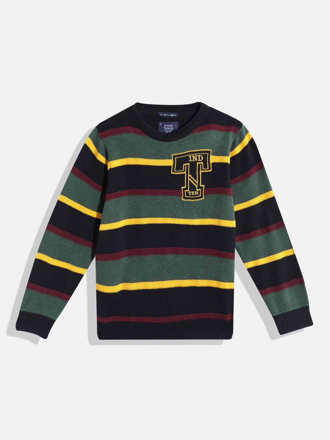 

Indian Terrain Boys Striped Pullover, Green