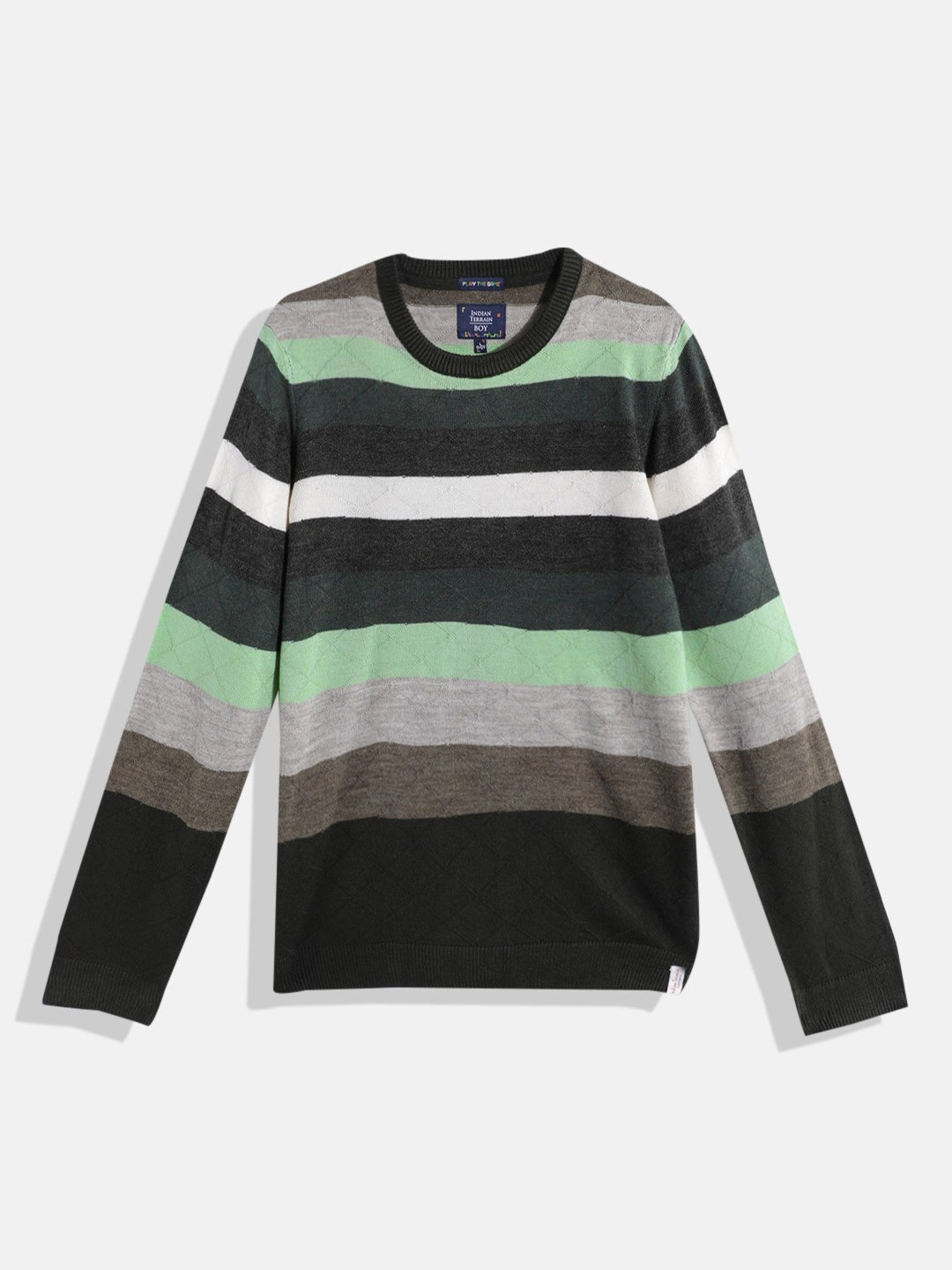 

Indian Terrain Boys Striped Pullover, Green