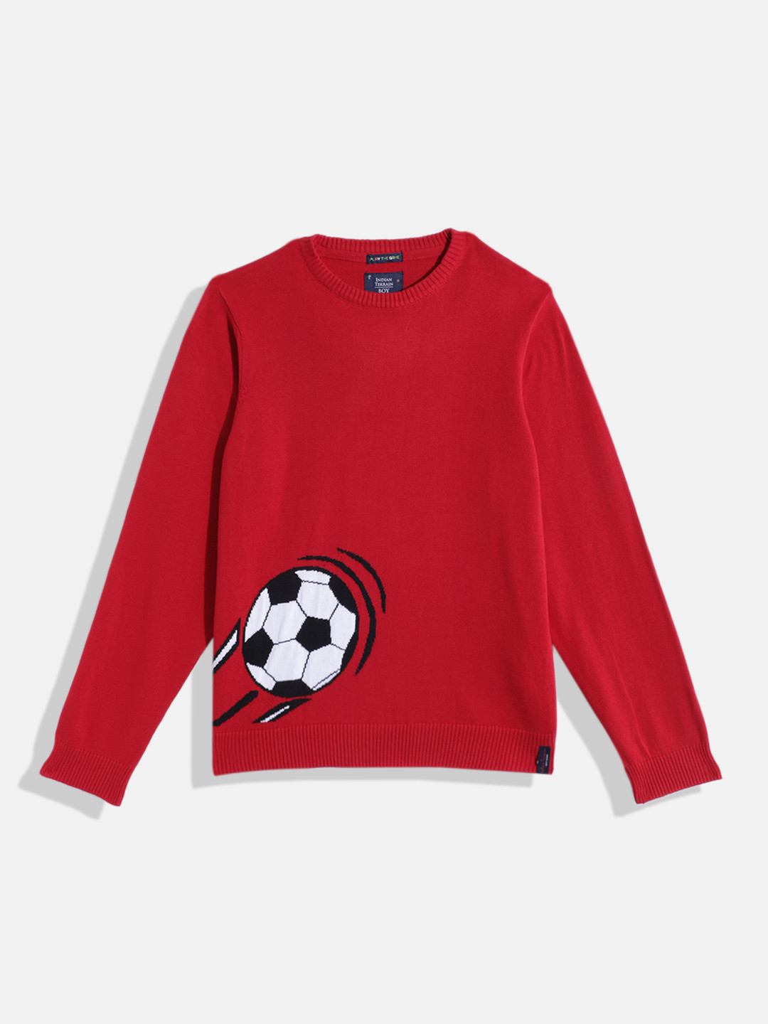 

Indian Terrain Boys Round Neck Solid Pullover, Red