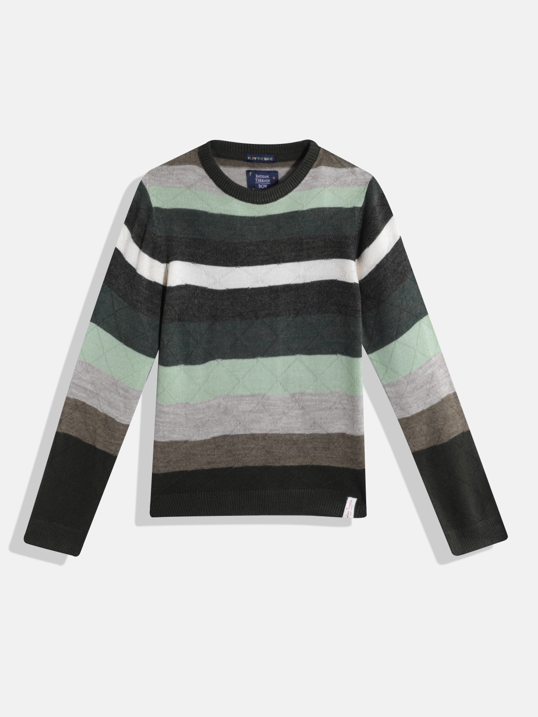 

Indian Terrain Boys Striped Pullover, Green