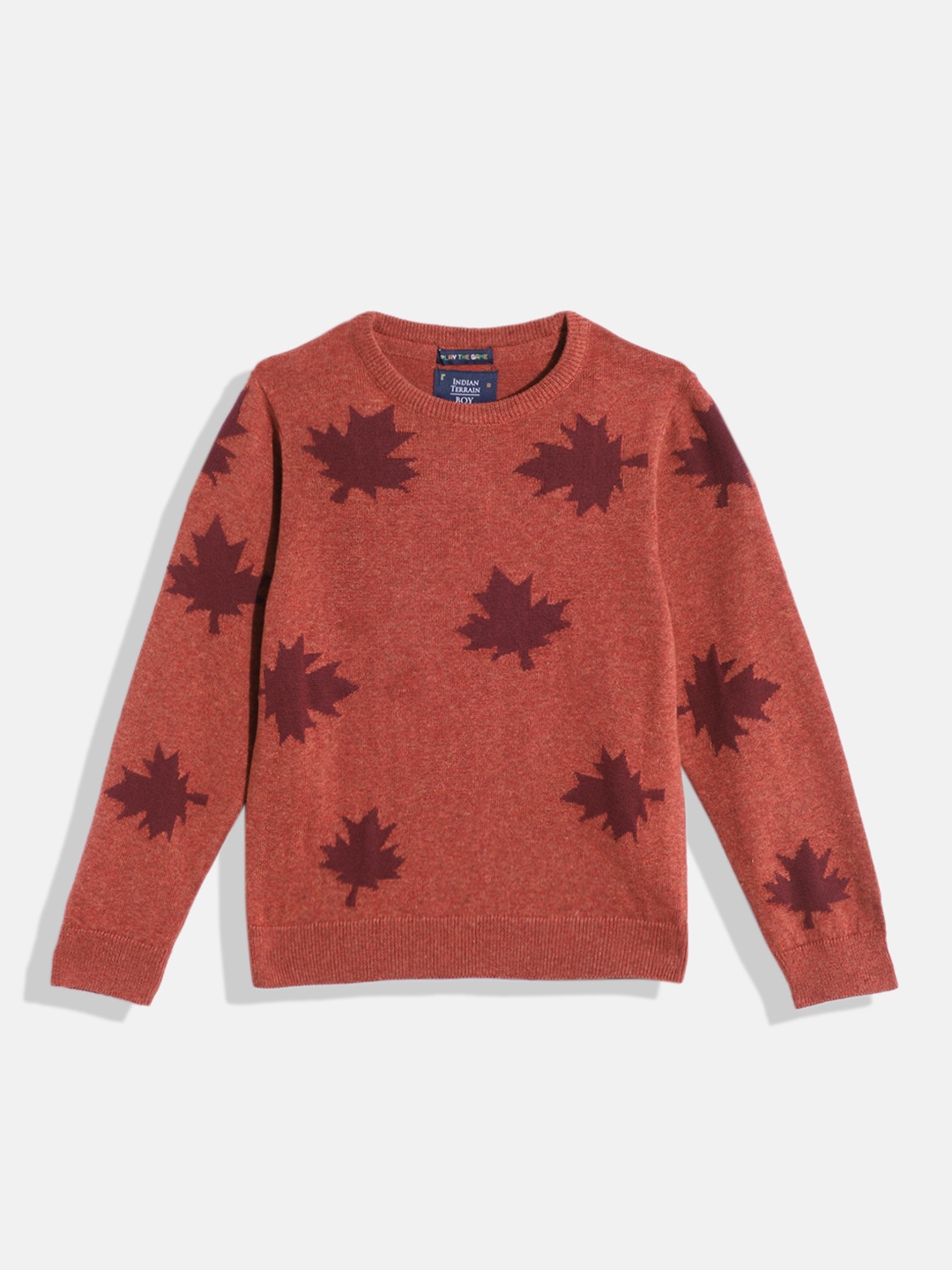 

Indian Terrain Boys Floral Print Pullover, Orange