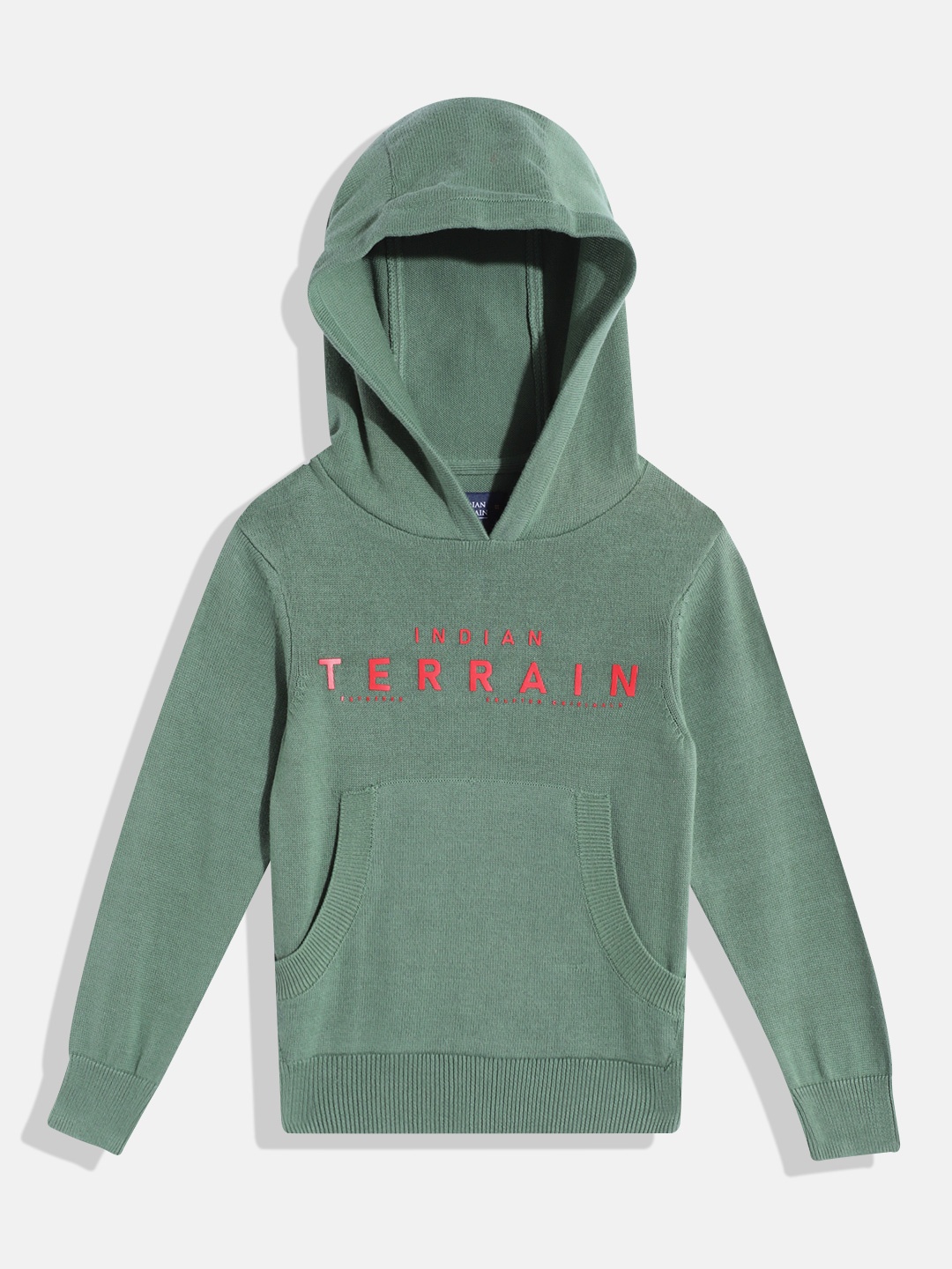 

Indian Terrain Boys Printed Pure Cotton Hooded Pullover, Green