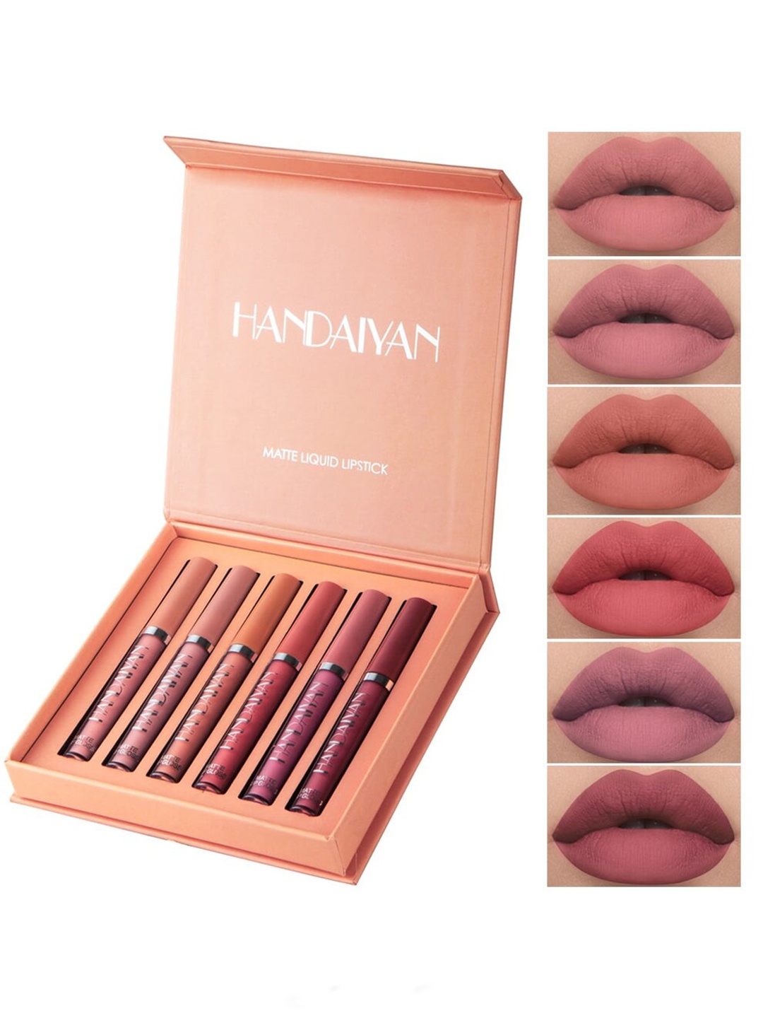 

FEELHIGH Set Of 6 Handaiyan Long-Lasting Velvet Matte Liquid Lipstick 2.5ml Each - Set B, Nude