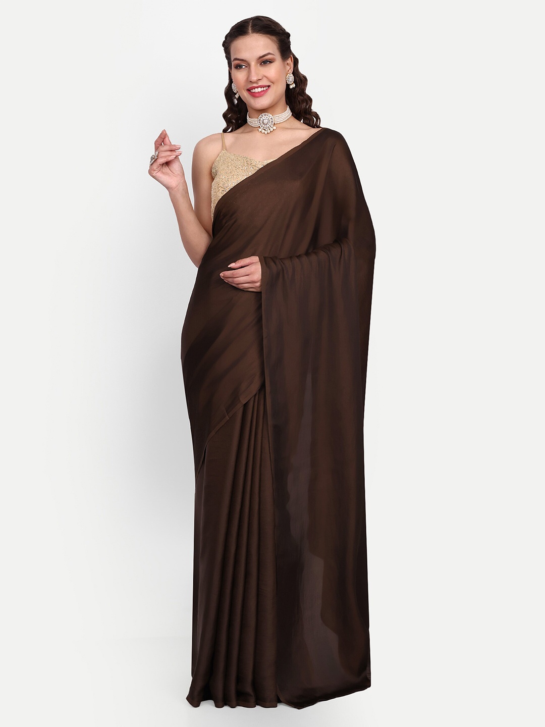 

SAZRIKA Ready to Wear Saree, Brown