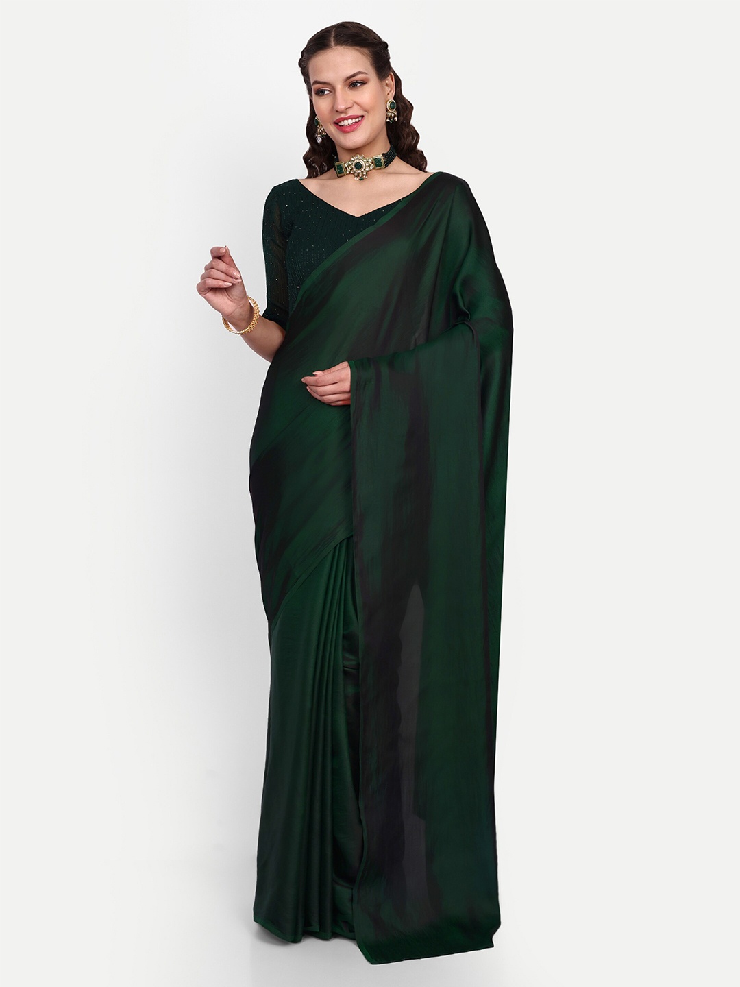 

SAZRIKA Ready to Wear Saree, Green
