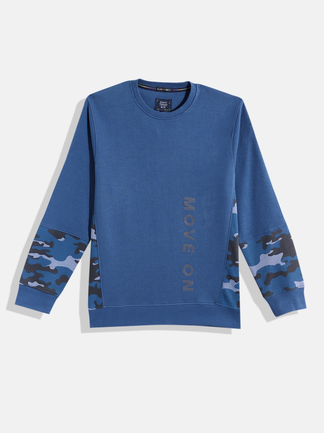 

Indian Terrain Boys Camouflage Printed Sweatshirt, Blue