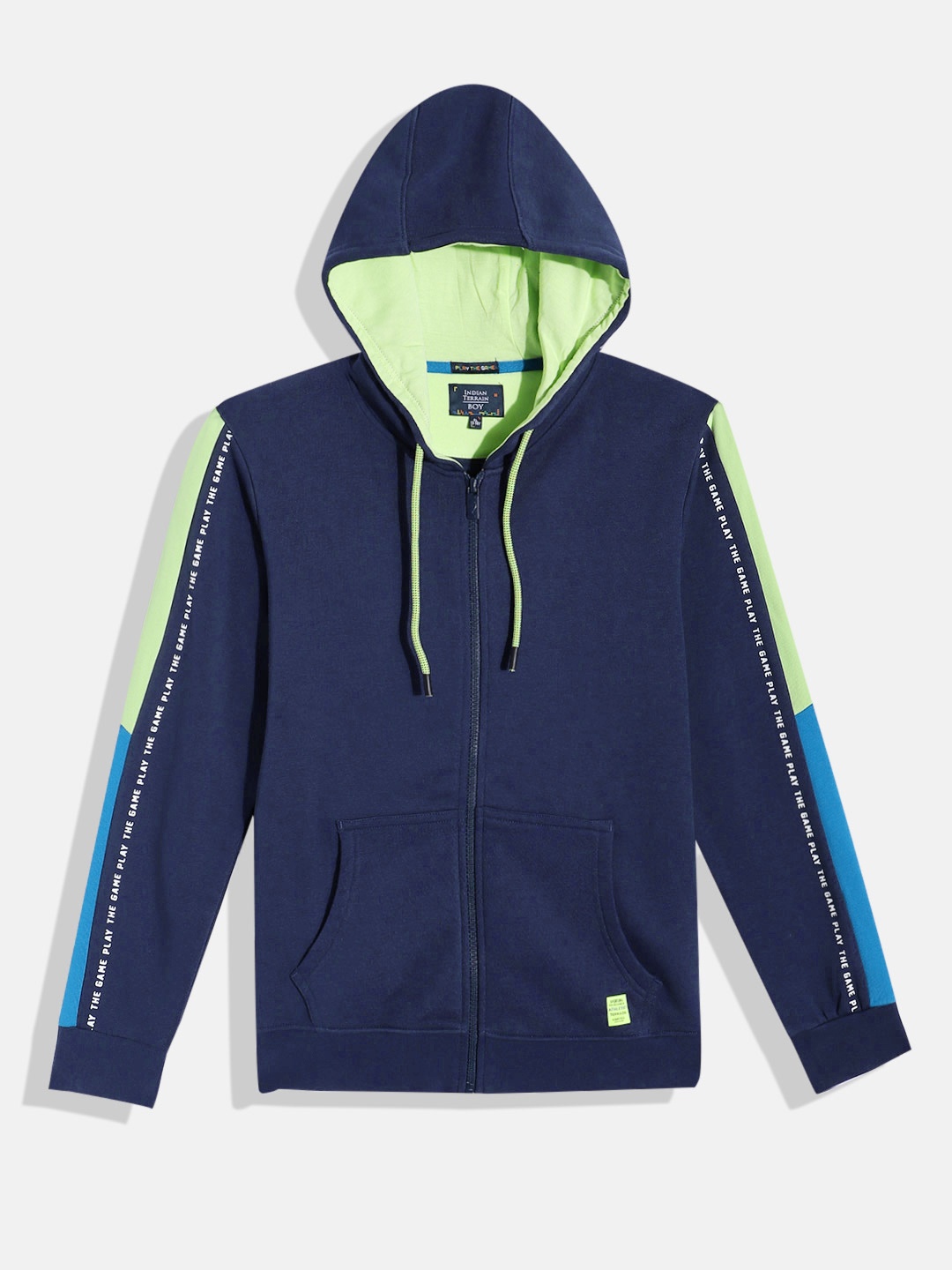

Indian Terrain Boys Front-Open Hooded Sweatshirt, Navy blue